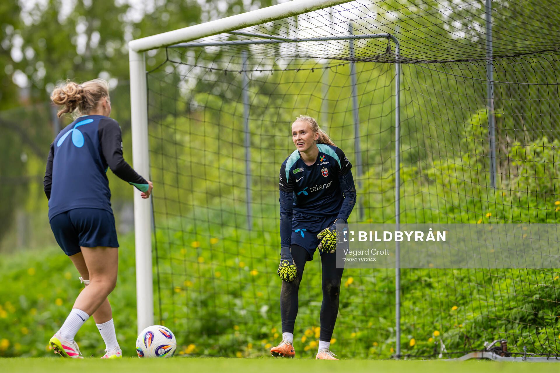 Goalkeeper Selma Panengstuen of the Norwegian women's national football team during a training session on May 27, 2025 in Trondheim.