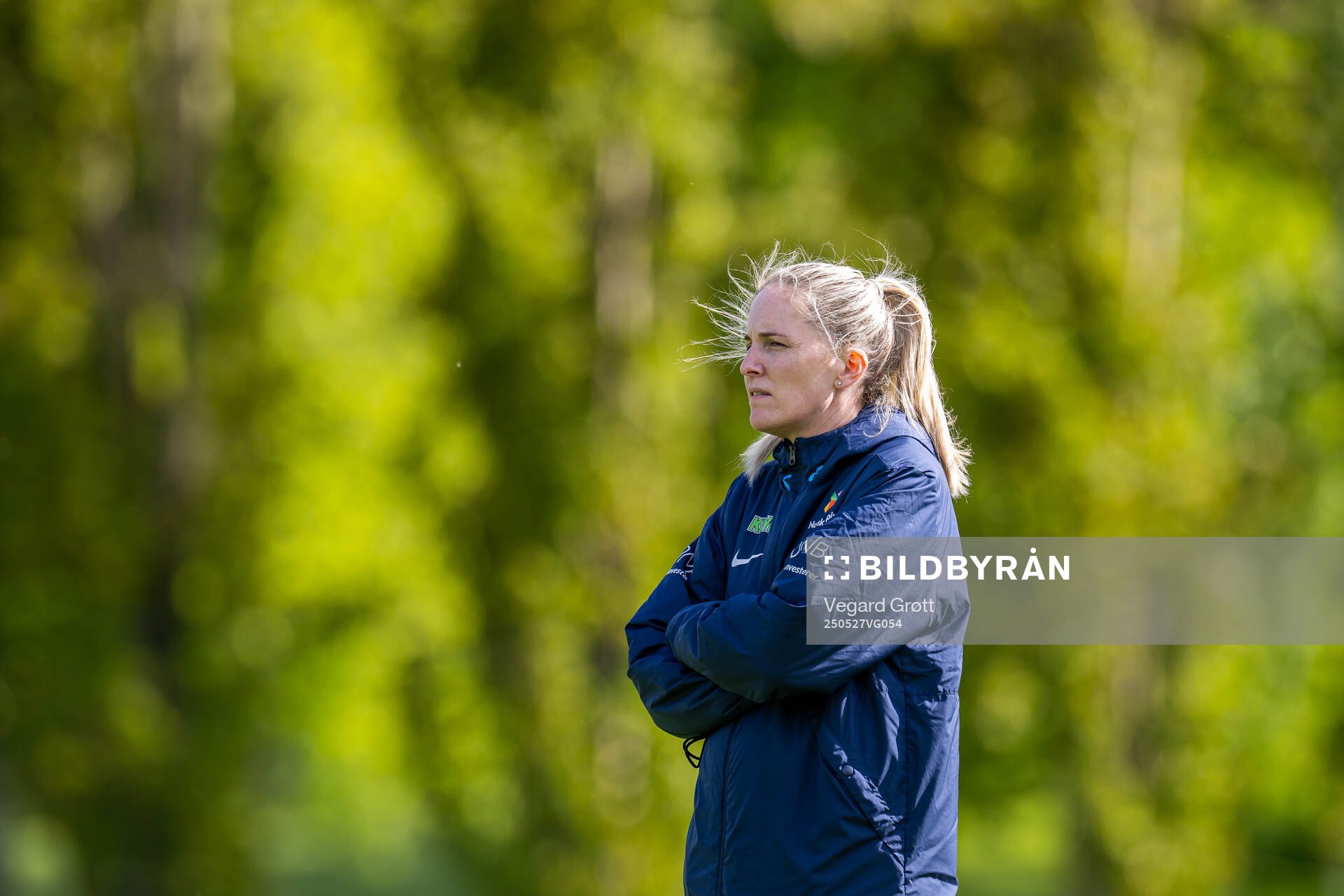 Gemma Grainger, head coach of the Norwegian women's national football team, during a training session on May 27, 2025 in Trondheim.