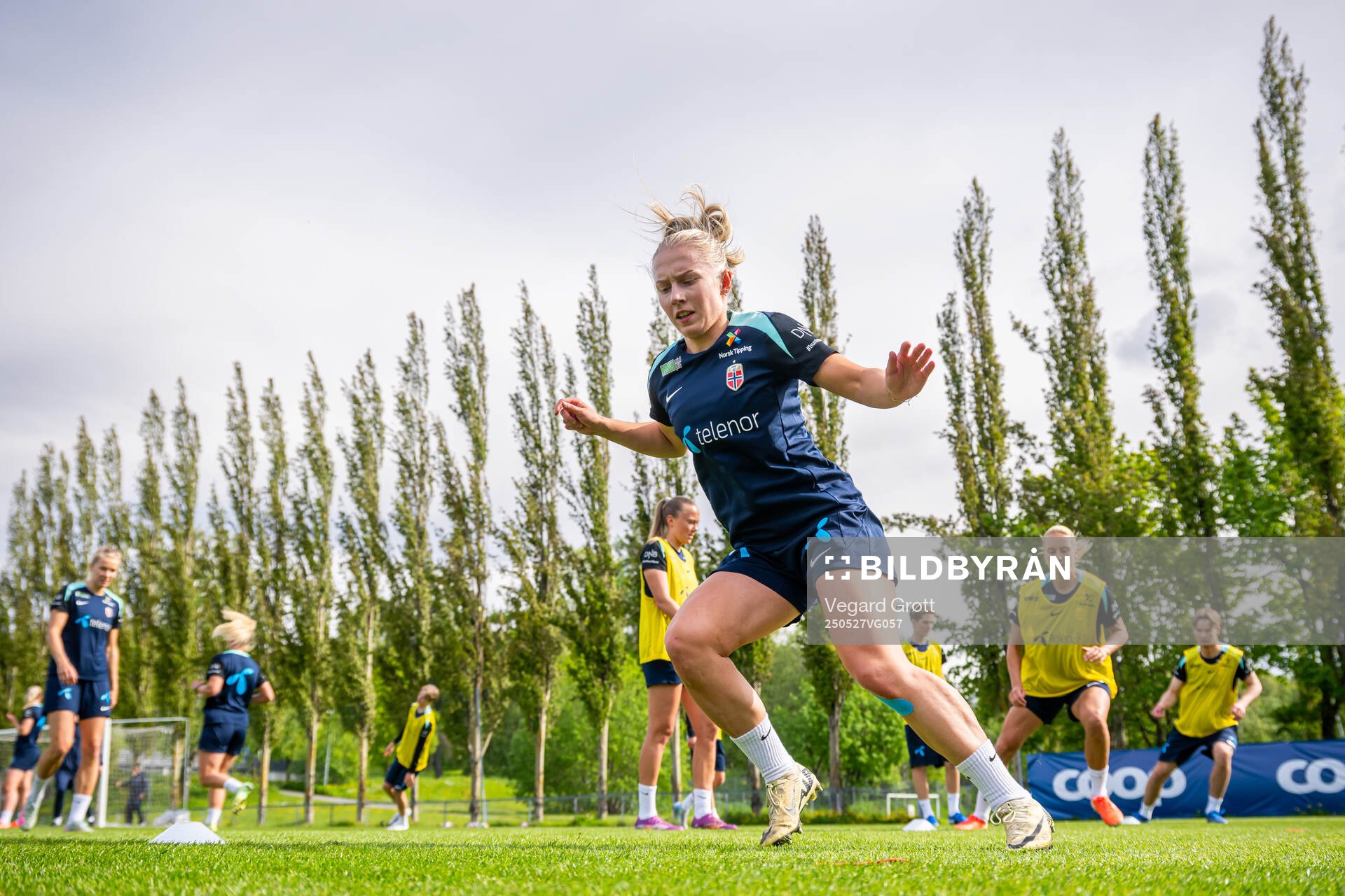 Thea Bjelde of the Norwegian women's national football team during a training session on May 27, 2025 in Trondheim. 
