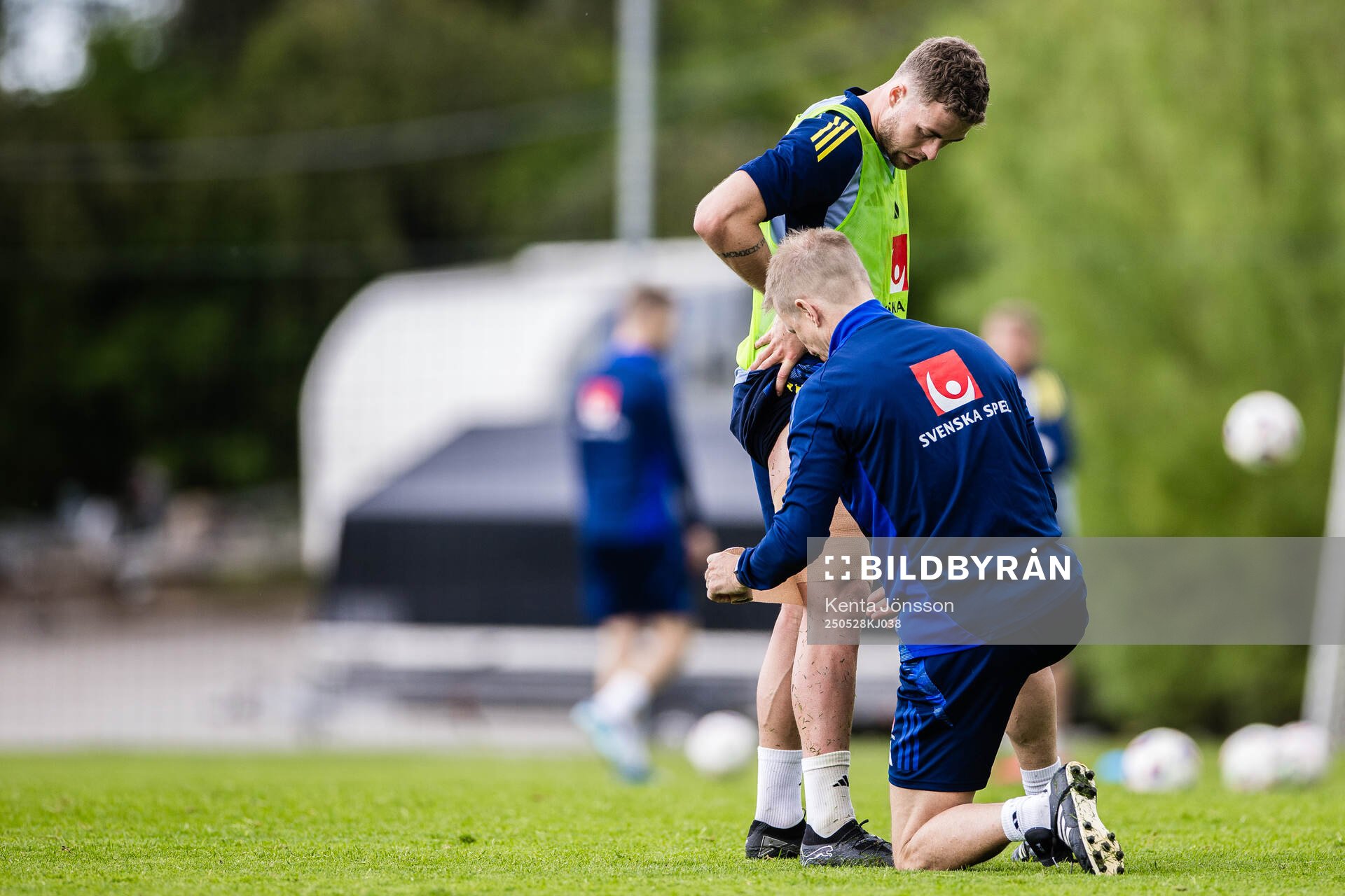 Gabriel Gubmundsson of the Swedish men's national football team during a training session on May 28, 2025 in Stockholm. 