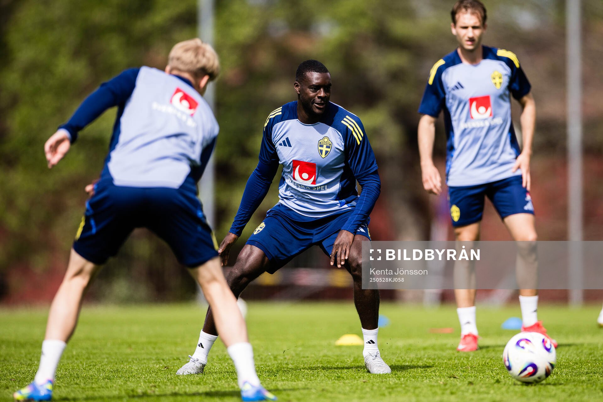Ken Sema of the Swedish men's national football team during a training session on May 28, 2025 in Stockholm. 