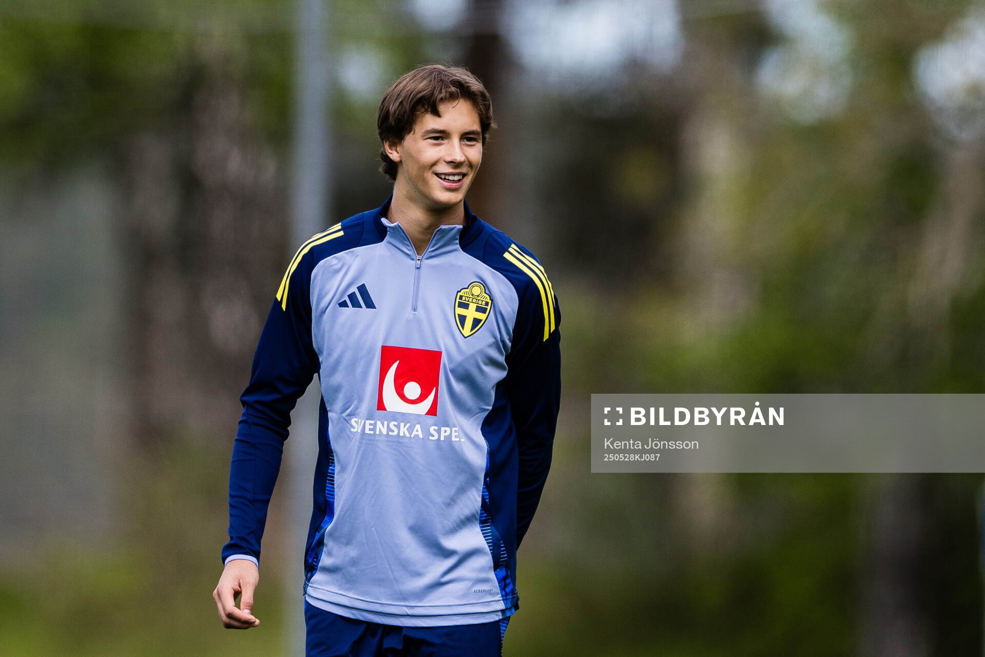 John Mellberg of the Swedish men's national football team during a training session on May 28, 2025 in Stockholm. 