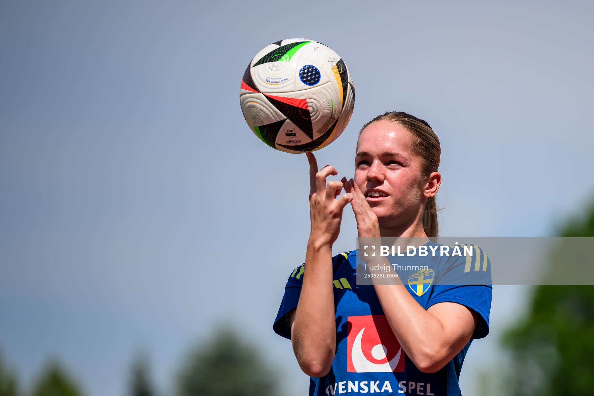 Hanna Lundkvist of the Swedish women’s national football team during a training session on May 28, 2025 in Fidenza. 