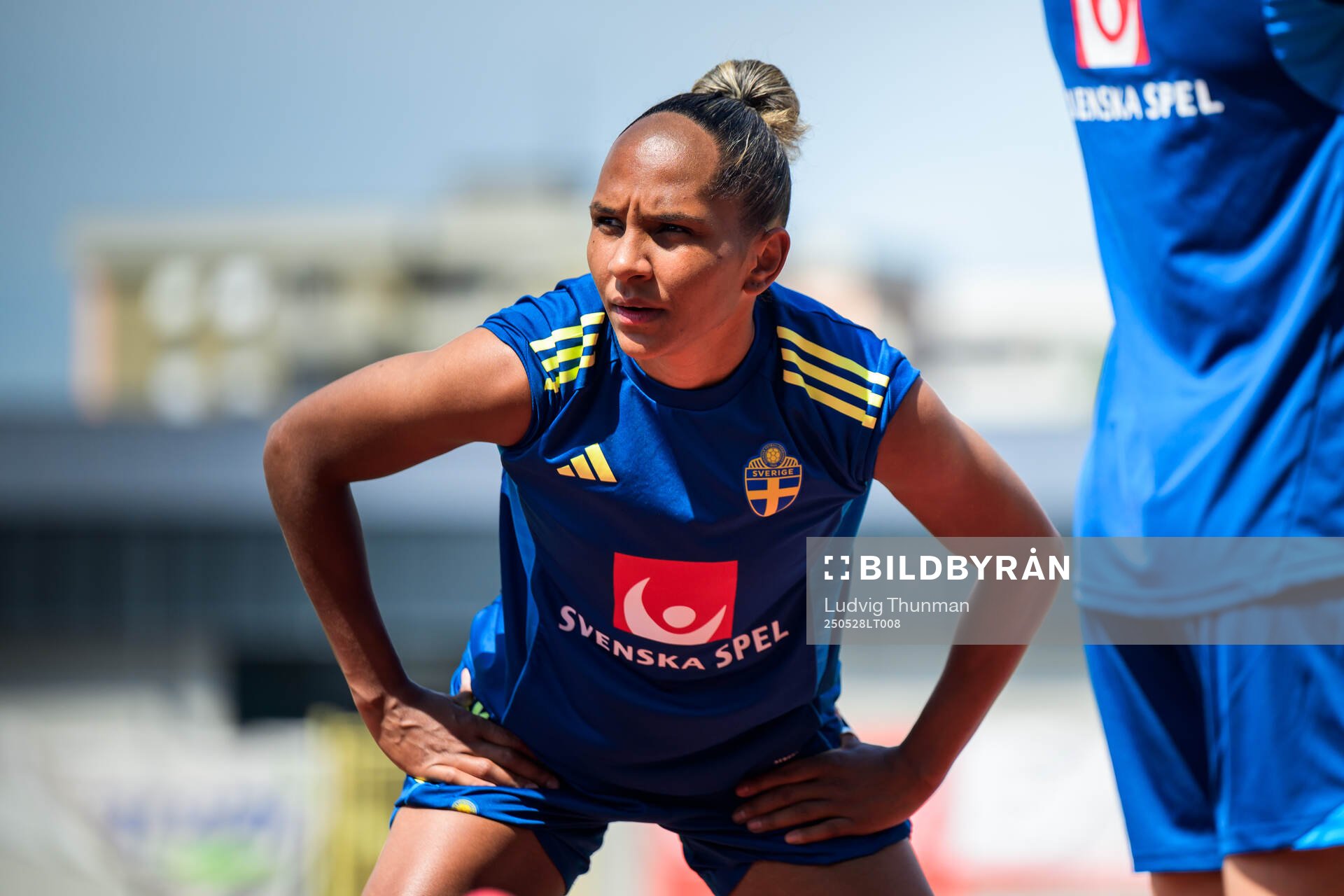 Madelen Janogy of the Swedish women’s national football team during a training session on May 28, 2025 in Fidenza. 