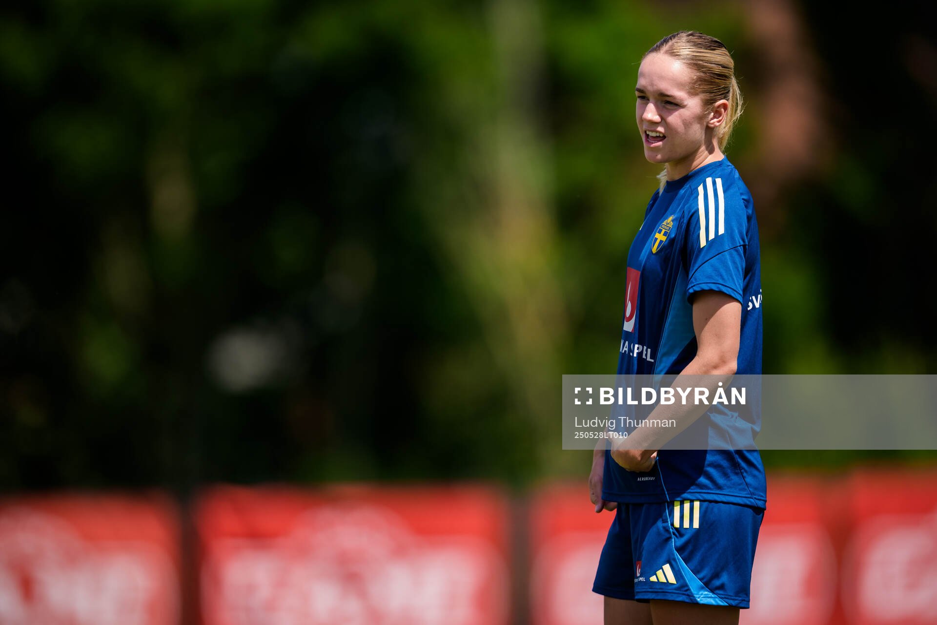 Hanna Lundkvist of the Swedish women’s national football team during a training session on May 28, 2025 in Fidenza. 