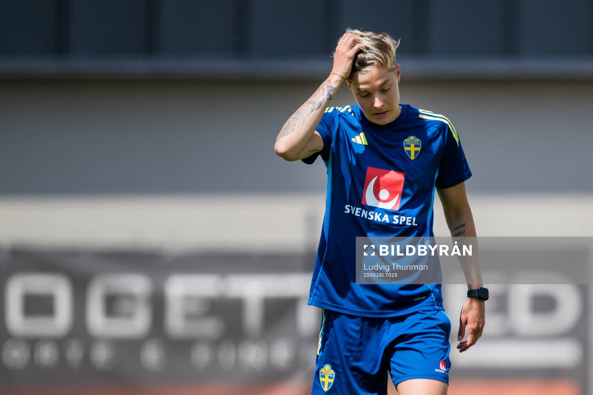 Lina Hurtig of the Swedish women’s national football team during a training session on May 28, 2025 in Fidenza. 