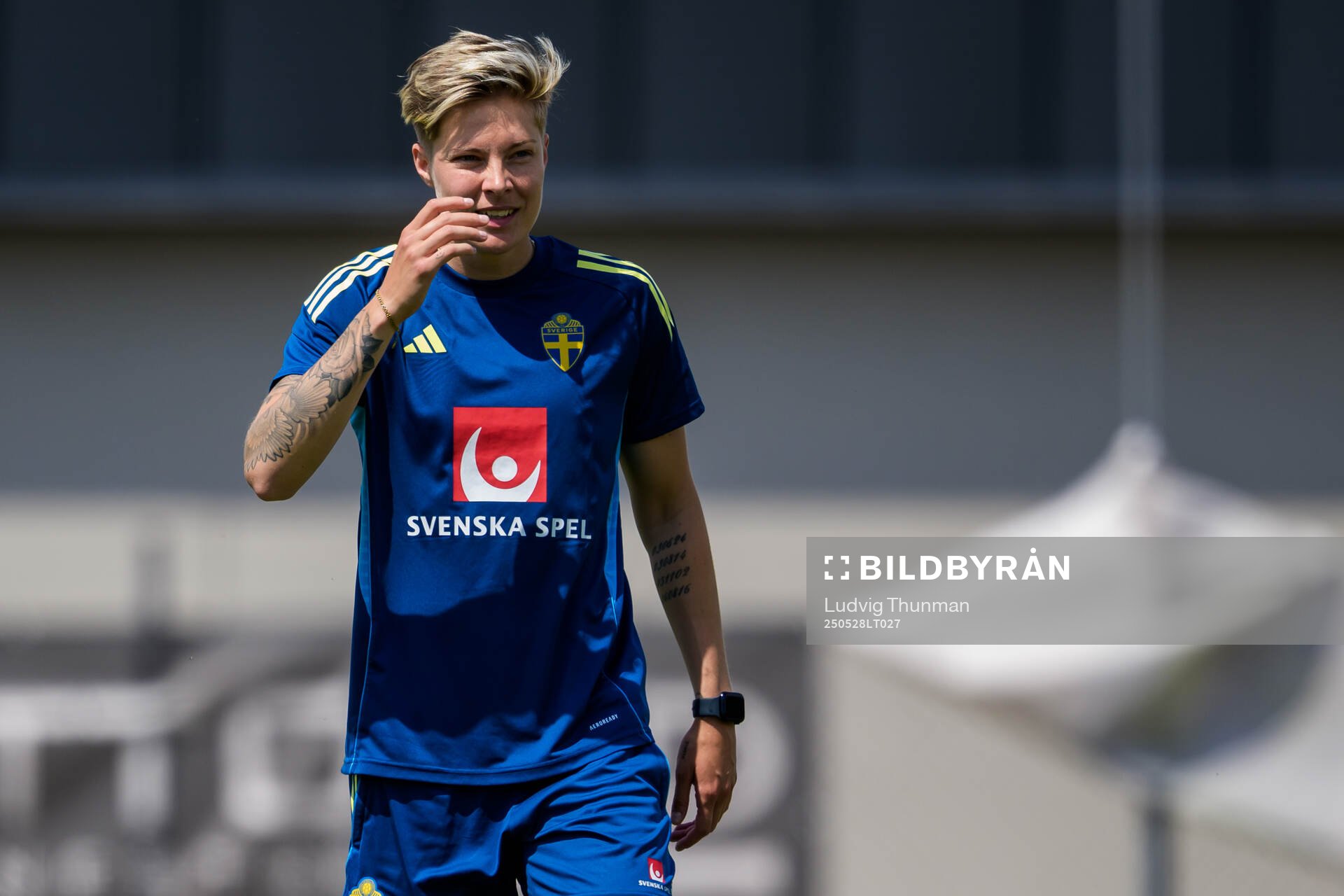 Lina Hurtig of the Swedish women’s national football team during a training session on May 28, 2025 in Fidenza. 