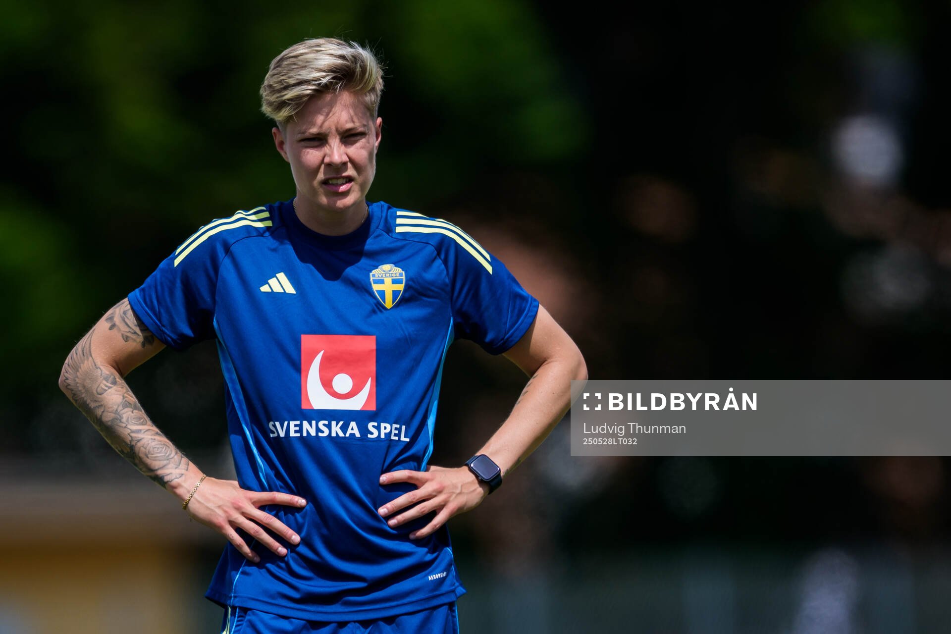 Lina Hurtig of the Swedish women’s national football team during a training session on May 28, 2025 in Fidenza. 
