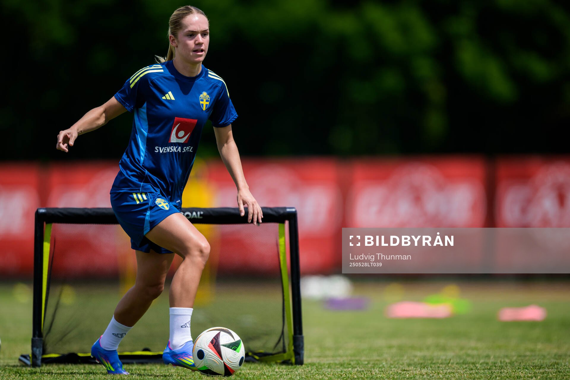 Hanna Lundkvist of the Swedish women’s national football team during a training session on May 28, 2025 in Fidenza. 