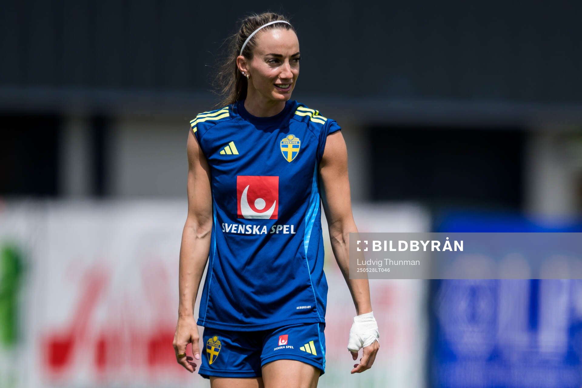 Kosovare Asllani of the Swedish women’s national football team during a training session on May 28, 2025 in Fidenza. 