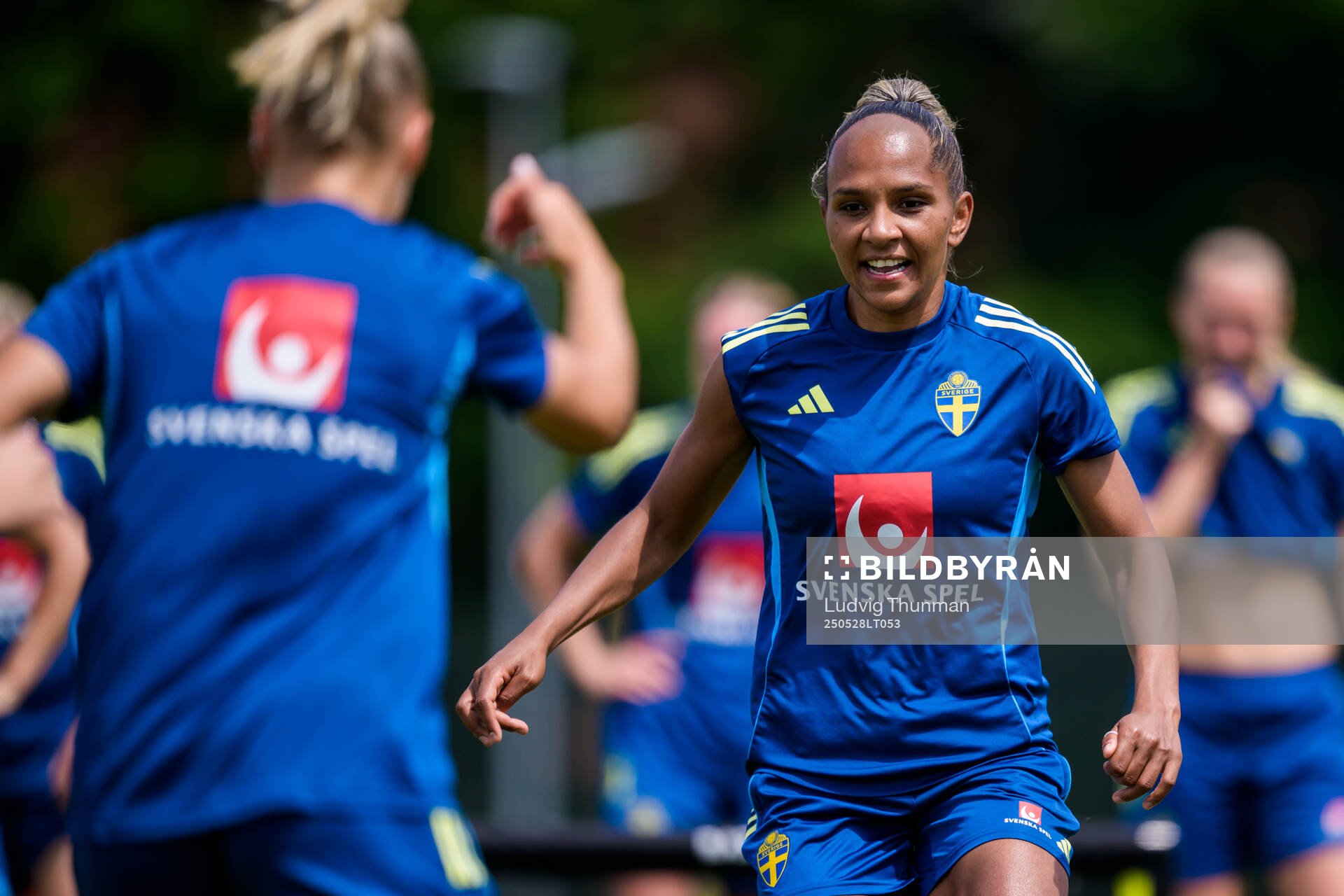 Madelen Janogy of the Swedish women’s national football team during a training session on May 28, 2025 in Fidenza. 