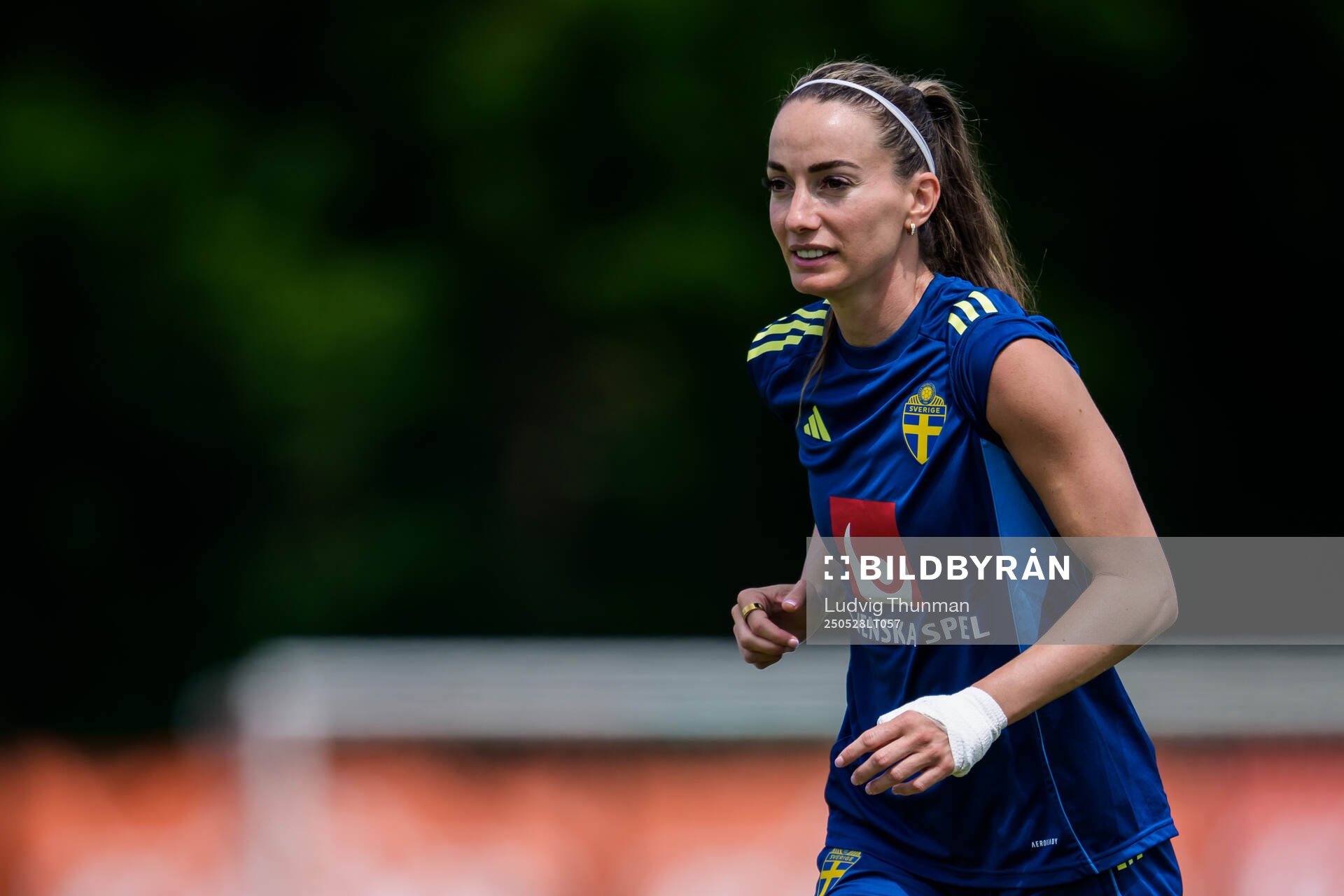 Kosovare Asllani of the Swedish women’s national football team during a training session on May 28, 2025 in Fidenza. 