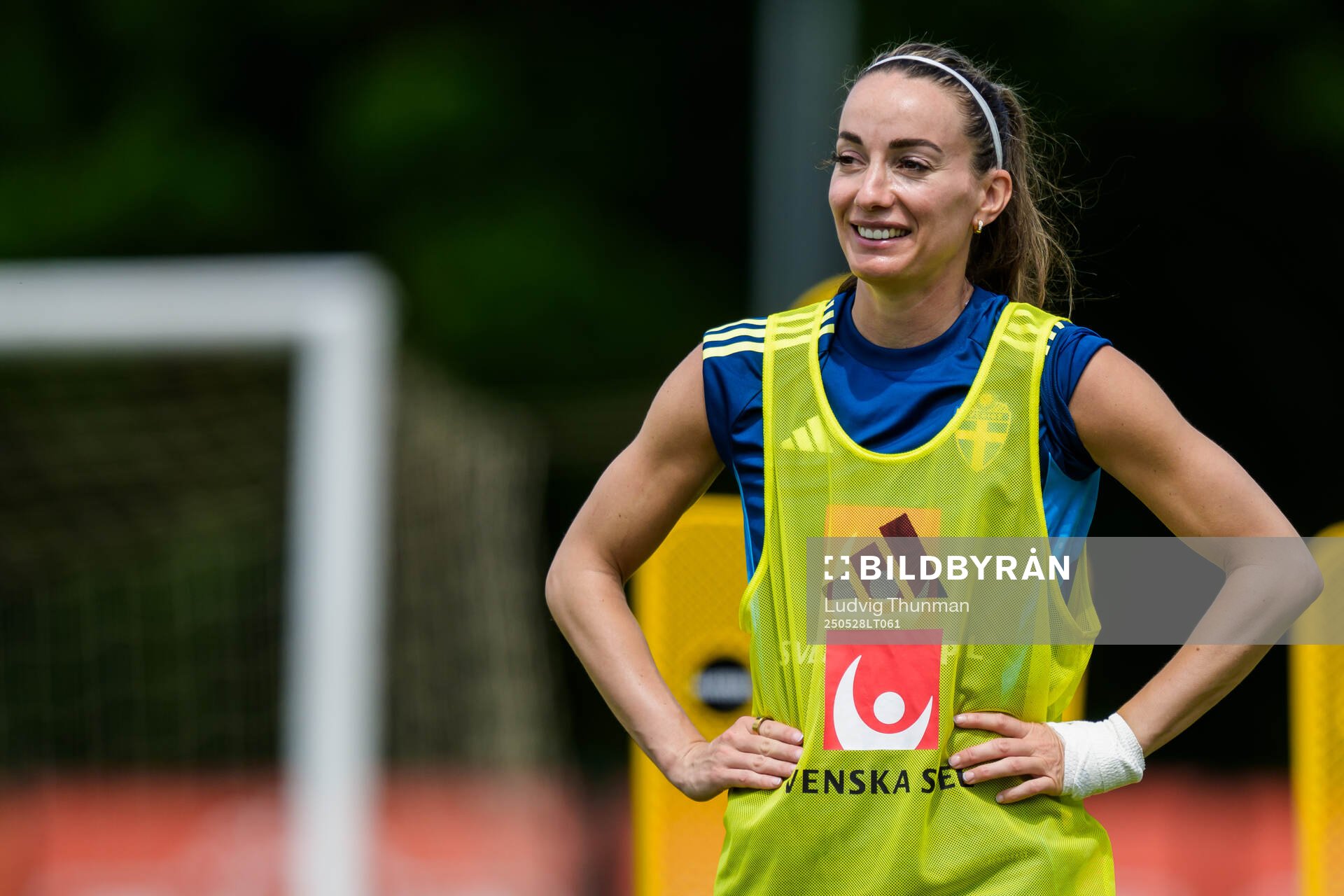 Kosovare Asllani of the Swedish women’s national football team during a training session on May 28, 2025 in Fidenza. 
