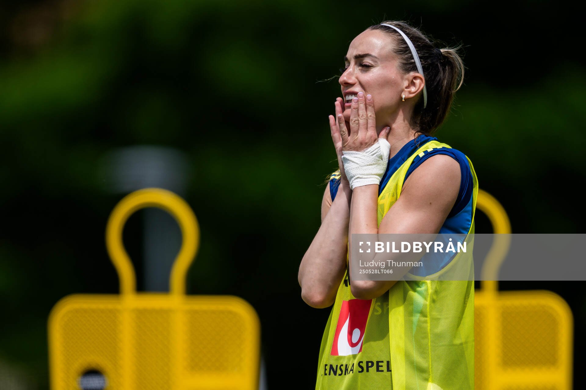 Kosovare Asllani of the Swedish women’s national football team during a training session on May 28, 2025 in Fidenza. 