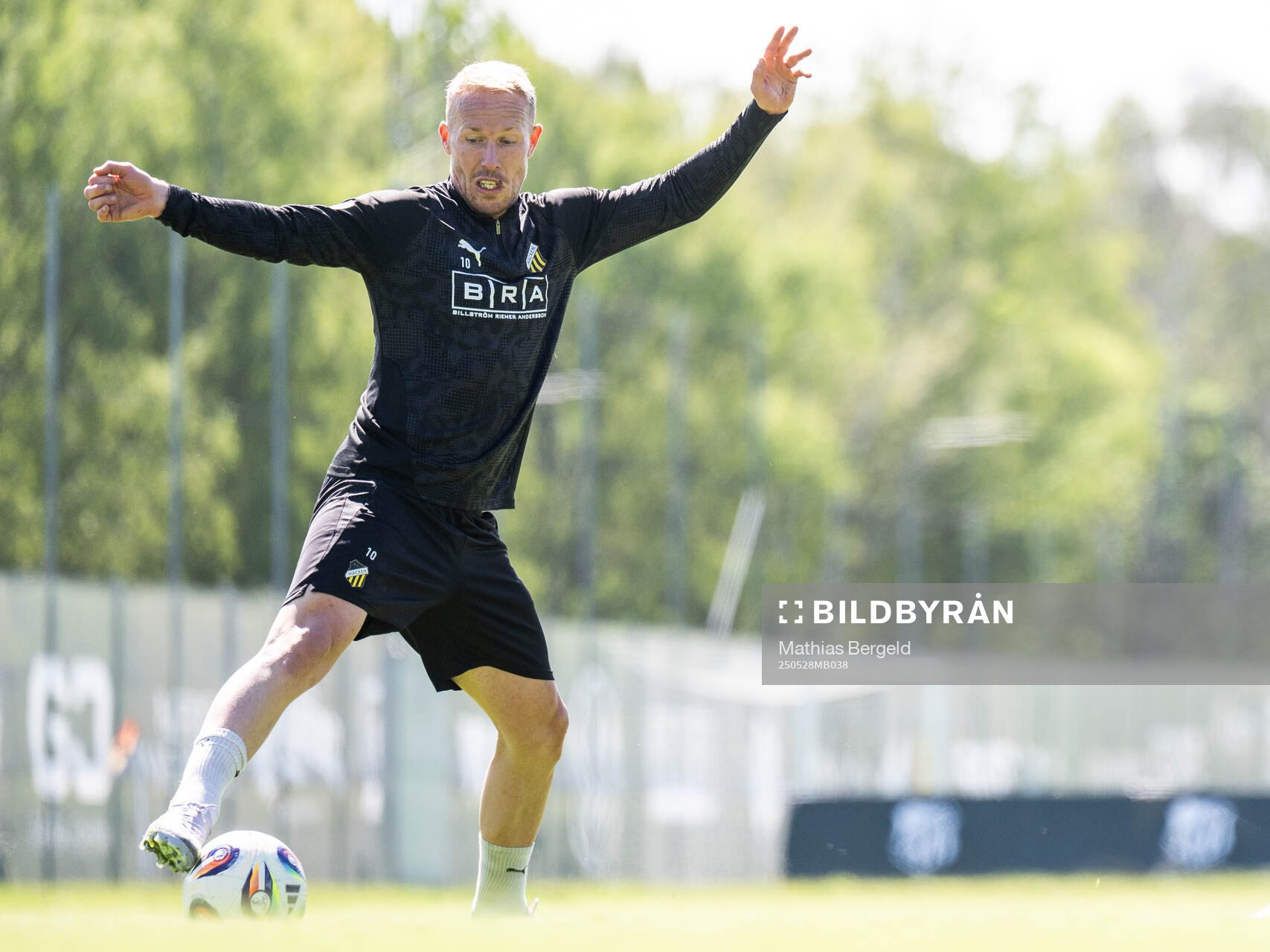 Häckens Mikkel Rygaard Jensen under en träning inför finalen i Svenska Cupen den 28 maj 2025 i Göteborg. 