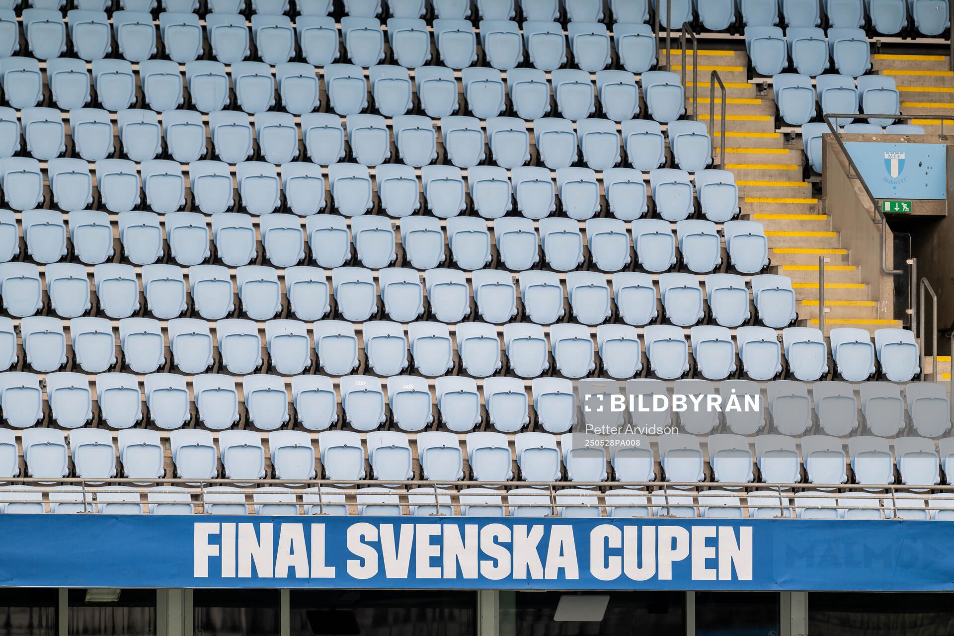 Läktare under en träning inför finalen i Svenska Cupen den 28 maj 2025 i Malmö. 