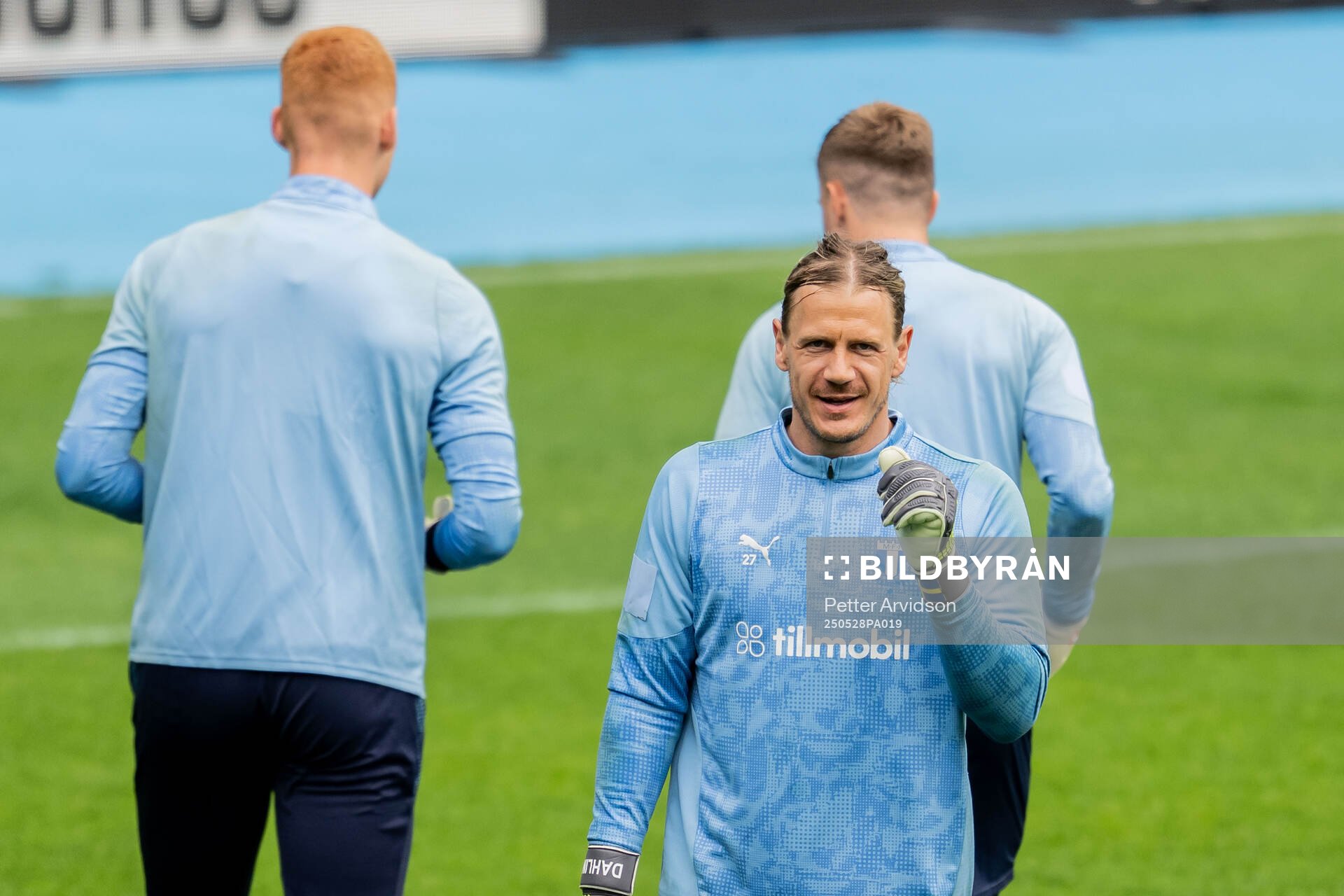 Malmö FFs målvakt Johan Dahlin under en träning inför finalen i Svenska Cupen den 28 maj 2025 i Malmö. 