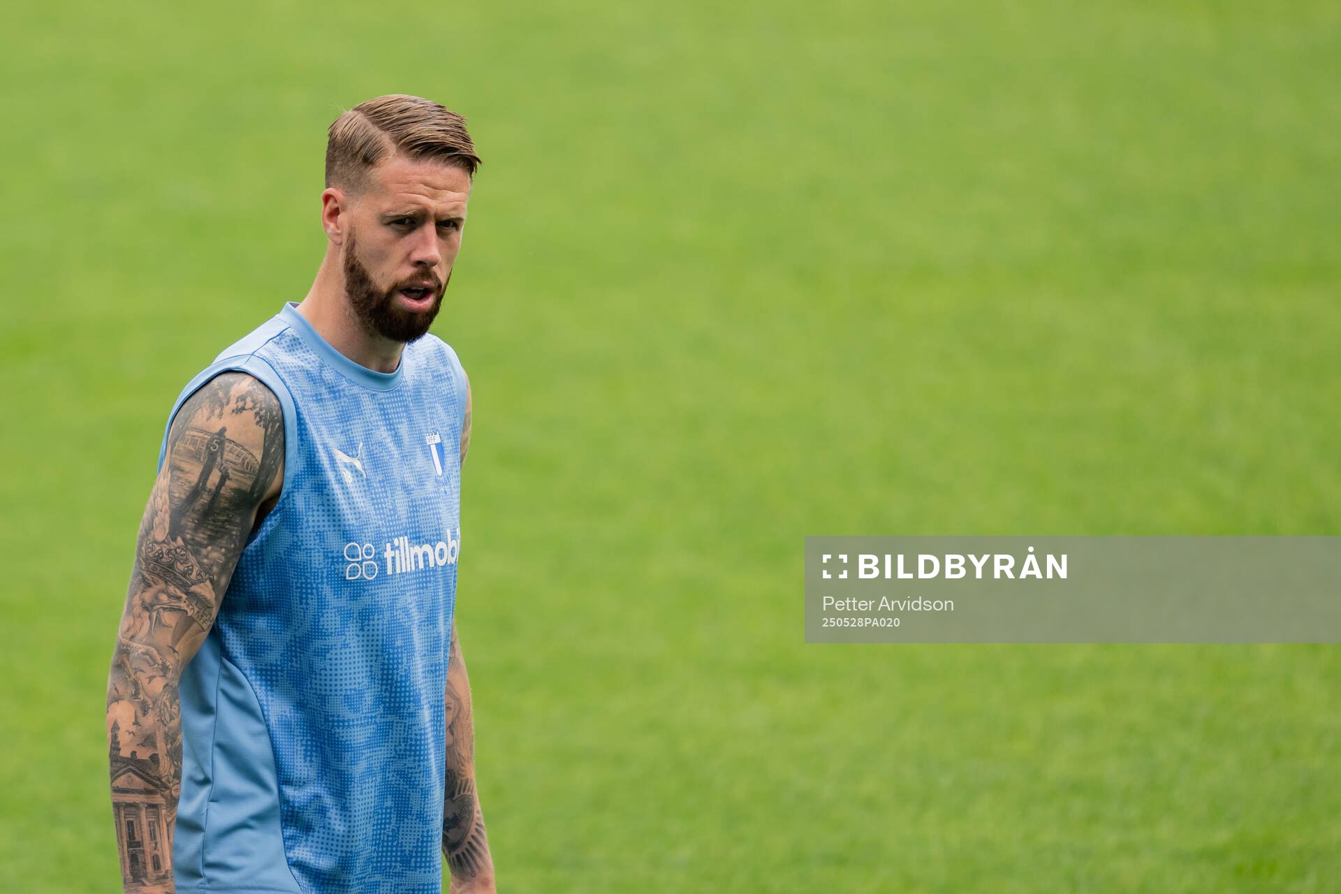 Malmö FFs Pontus Jansson under en träning inför finalen i Svenska Cupen den 28 maj 2025 i Malmö. 