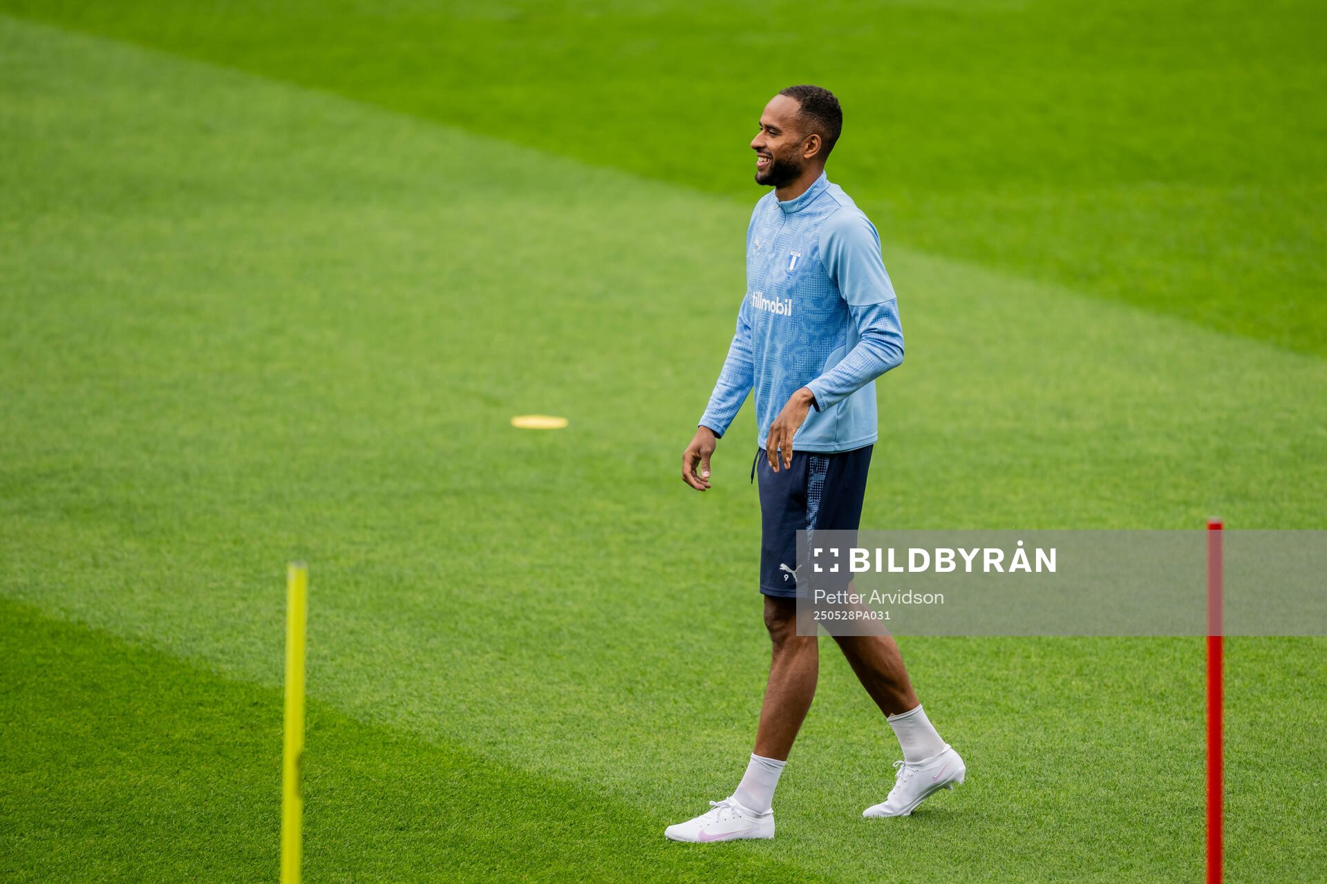 Malmö FFs Isaac Kiese Thelin under en träning inför finalen i Svenska Cupen den 28 maj 2025 i Malmö. 