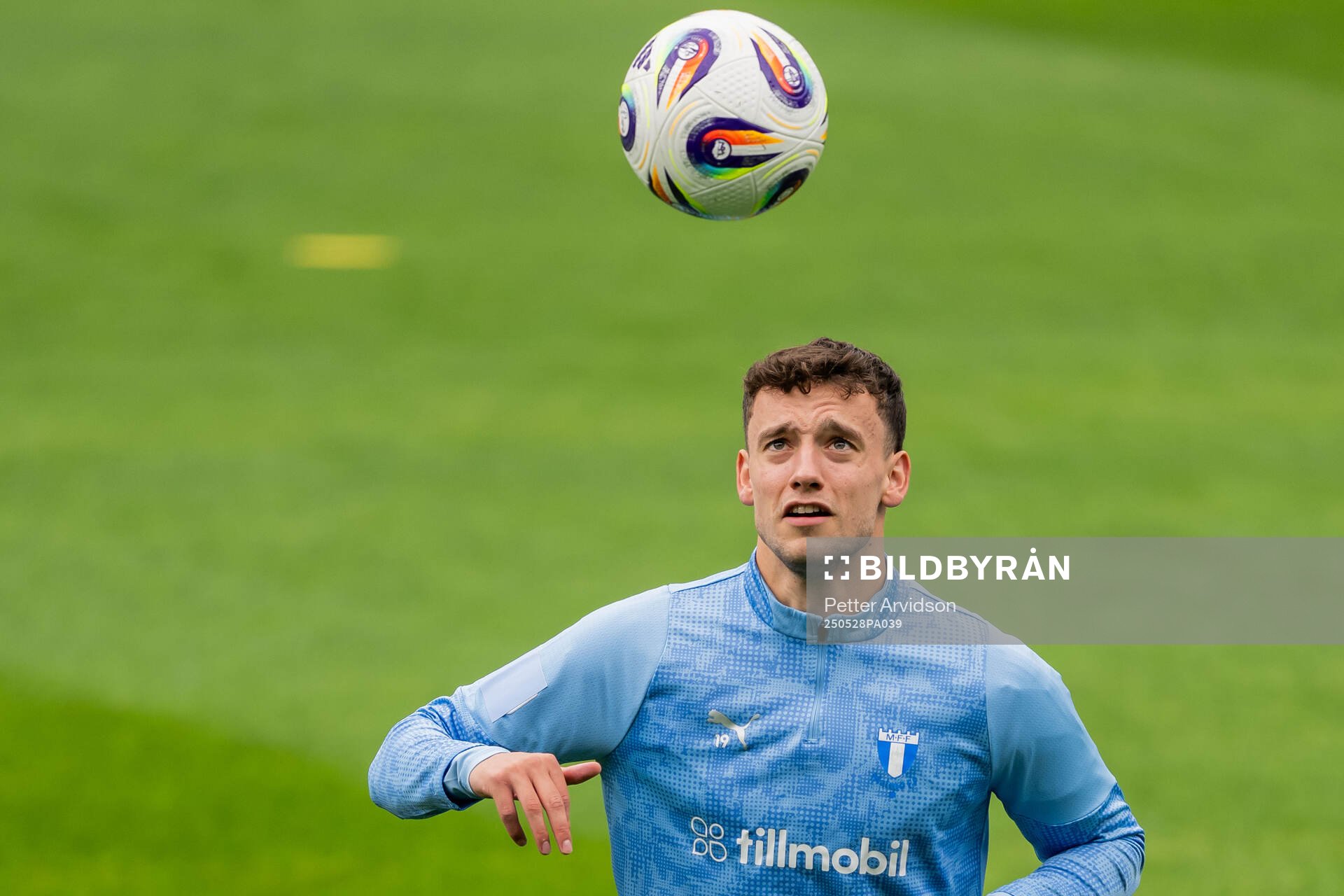Malmö FFs Colin Rösler under en träning inför finalen i Svenska Cupen den 28 maj 2025 i Malmö. 