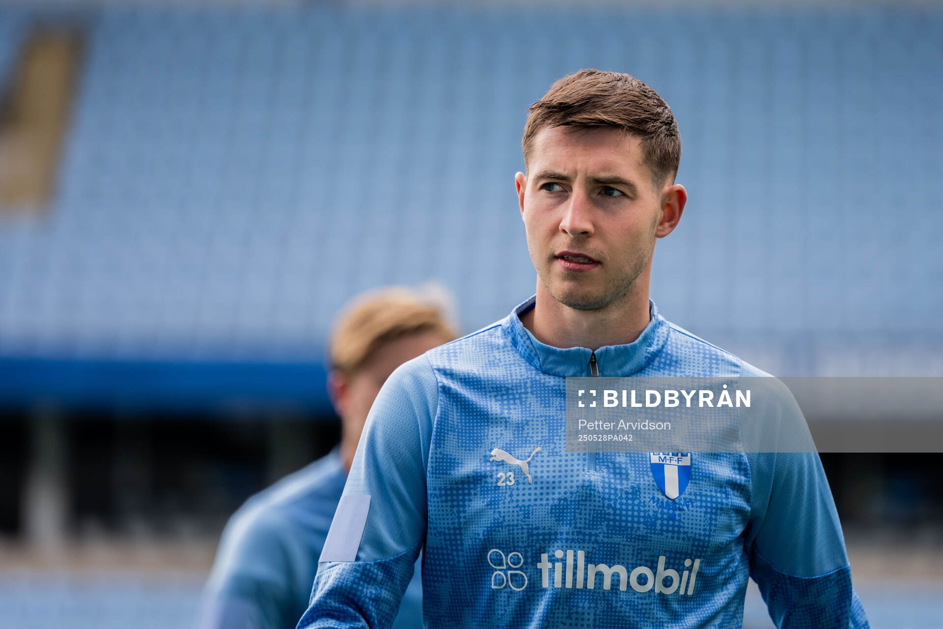 Malmö FFs Lasse Berg Johnsen under en träning inför finalen i Svenska Cupen den 28 maj 2025 i Malmö. 