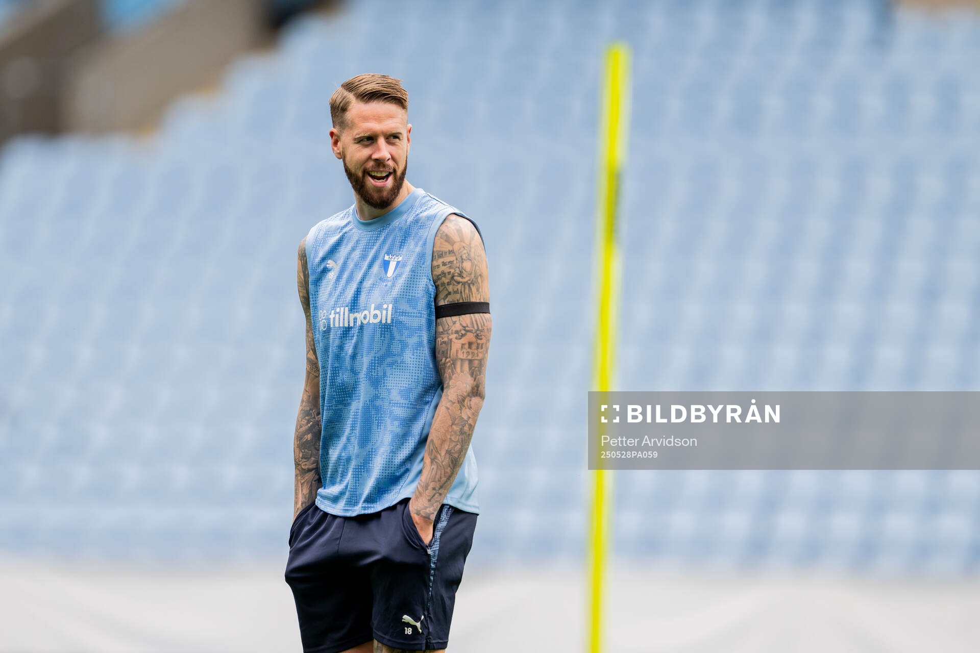 Malmö FFs Pontus Jansson under en träning inför finalen i Svenska Cupen den 28 maj 2025 i Malmö. 