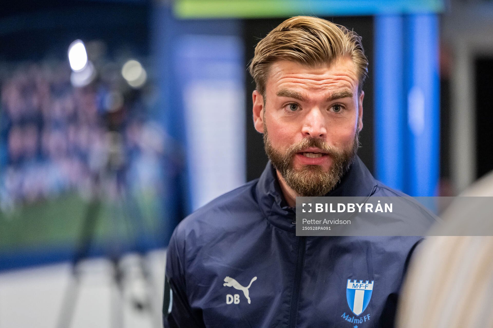 Malmö FFs naprapat David Björkman under en pressträff inför finalen i Svenska Cupen den 28 maj 2025 i Malmö. 