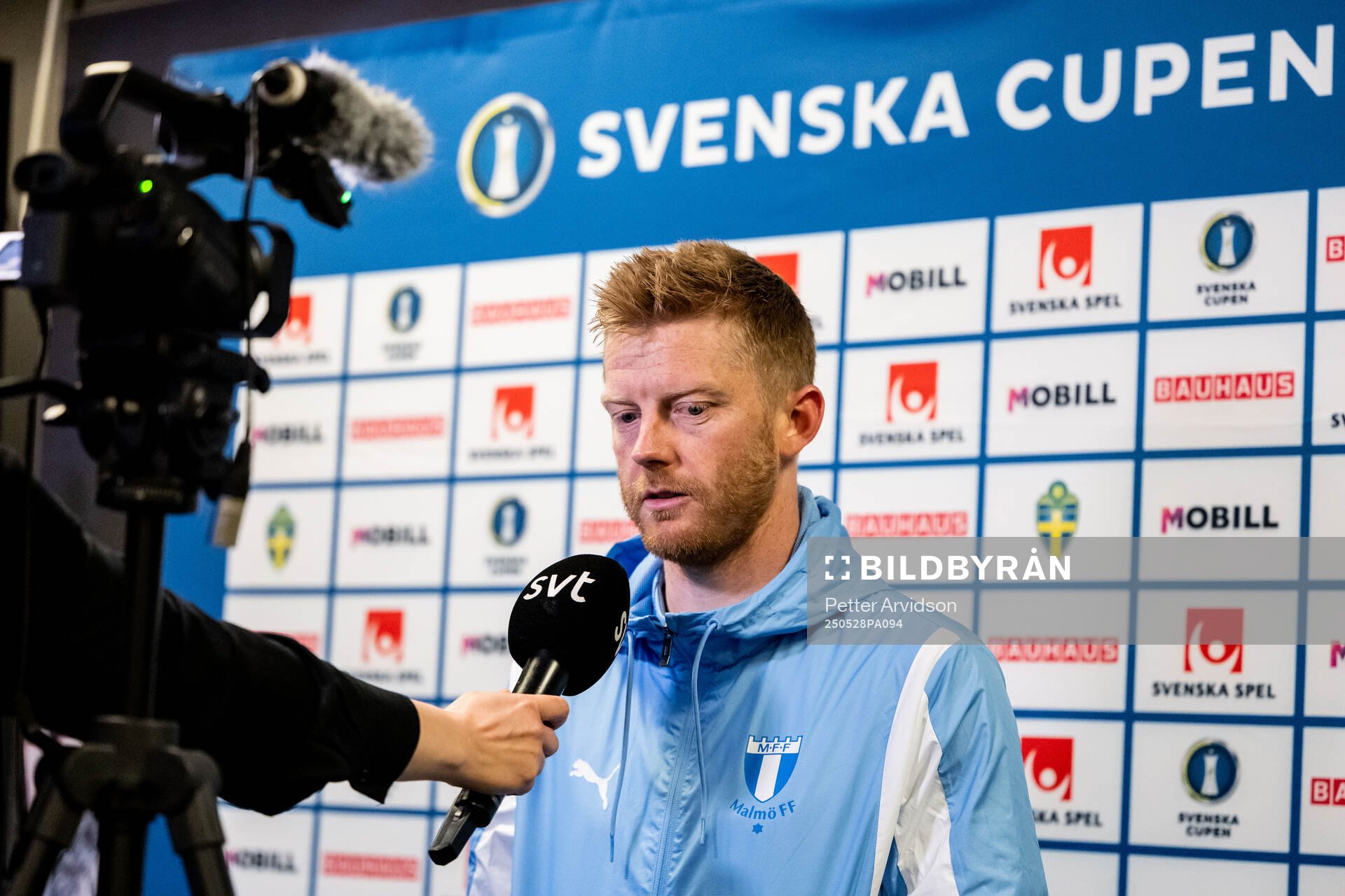 Malmö FFs Anders Christiansen under en pressträff inför finalen i Svenska Cupen den 28 maj 2025 i Malmö. 