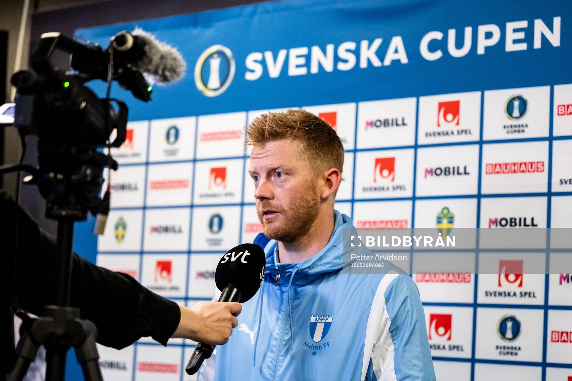 Malmö FFs Anders Christiansen under en pressträff inför finalen i Svenska Cupen den 28 maj 2025 i Malmö. 