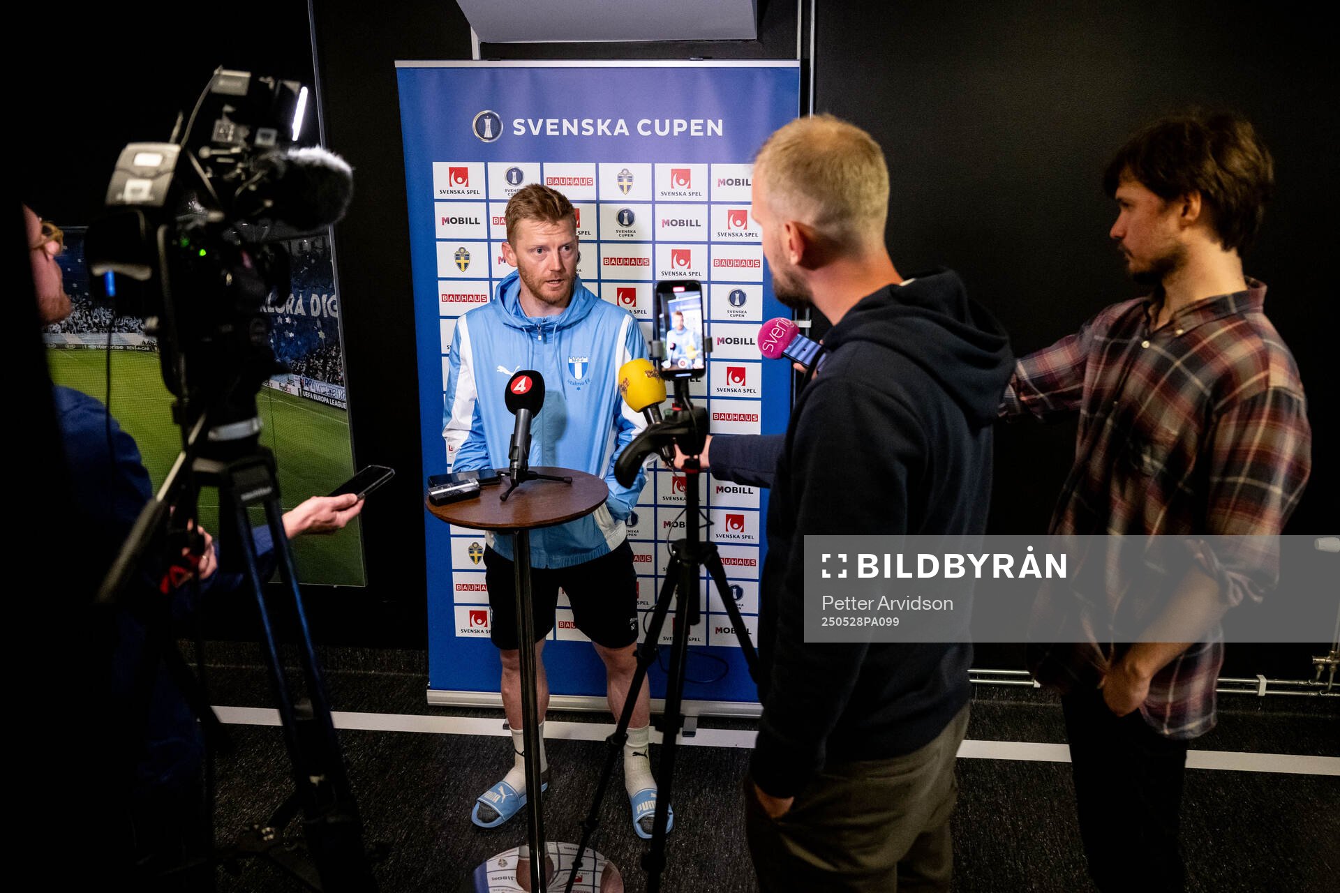 Malmö FFs Anders Christiansen under en pressträff inför finalen i Svenska Cupen den 28 maj 2025 i Malmö. 