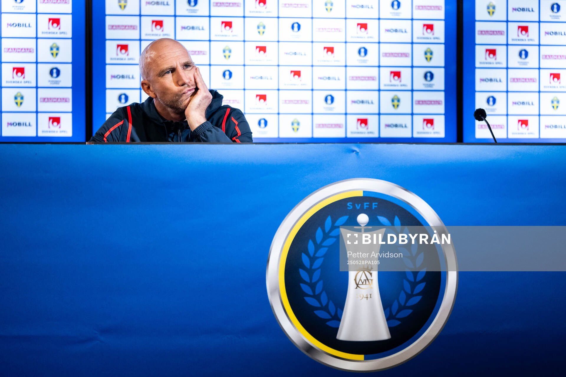 Malmö FFs tränare Henrik Rydström  under en presskonferens inför finalen i Svenska Cupen den 28 maj 2025 i Malmö. 