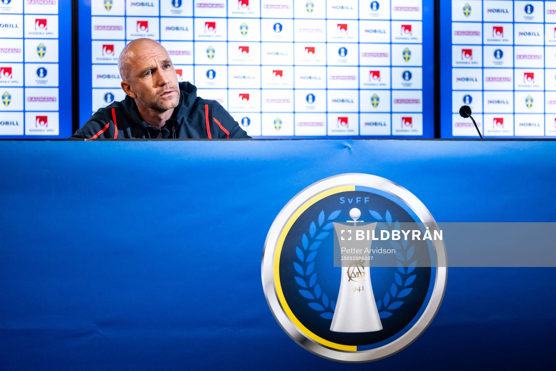 Malmö FFs tränare Henrik Rydström  under en presskonferens inför finalen i Svenska Cupen den 28 maj 2025 i Malmö. 