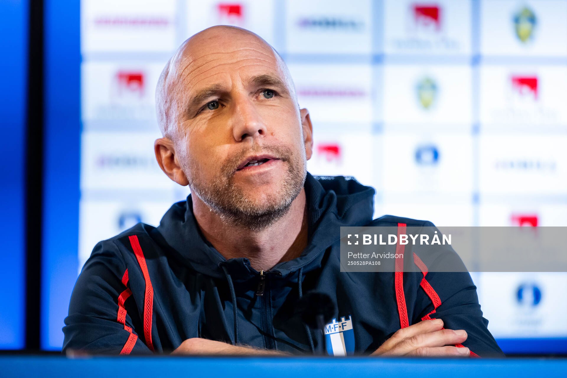 Malmö FFs tränare Henrik Rydström  under en presskonferens inför finalen i Svenska Cupen den 28 maj 2025 i Malmö. 