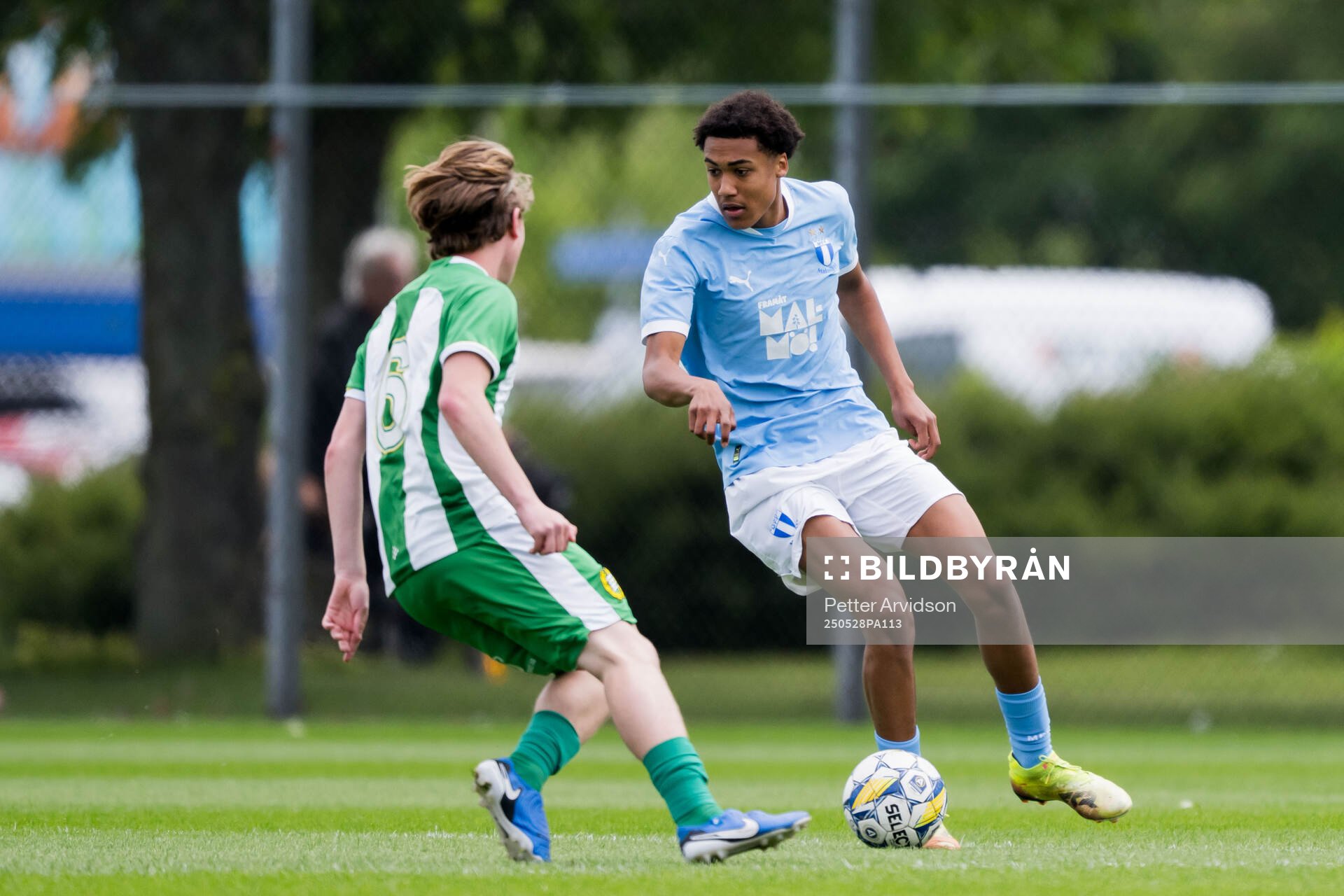 Malmö FFs Theodor Lundbergh under finalen i P19 Ligacupen mellan Malmö FF och Hammarby den 28 maj 2025 i Malmö. 
