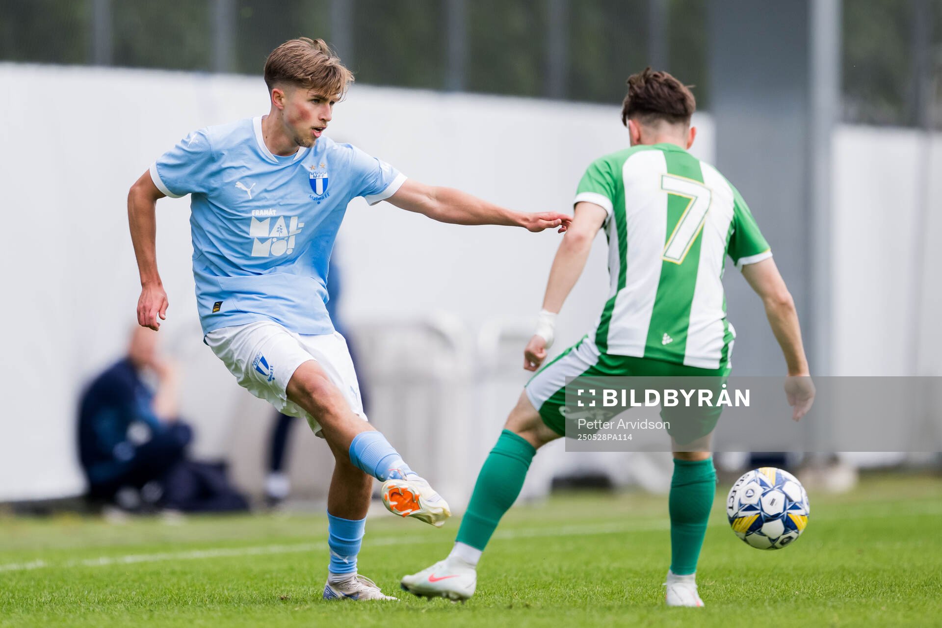 Malmö FFs Hugo Bäckstrand under finalen i P19 Ligacupen mellan Malmö FF och Hammarby den 28 maj 2025 i Malmö. 