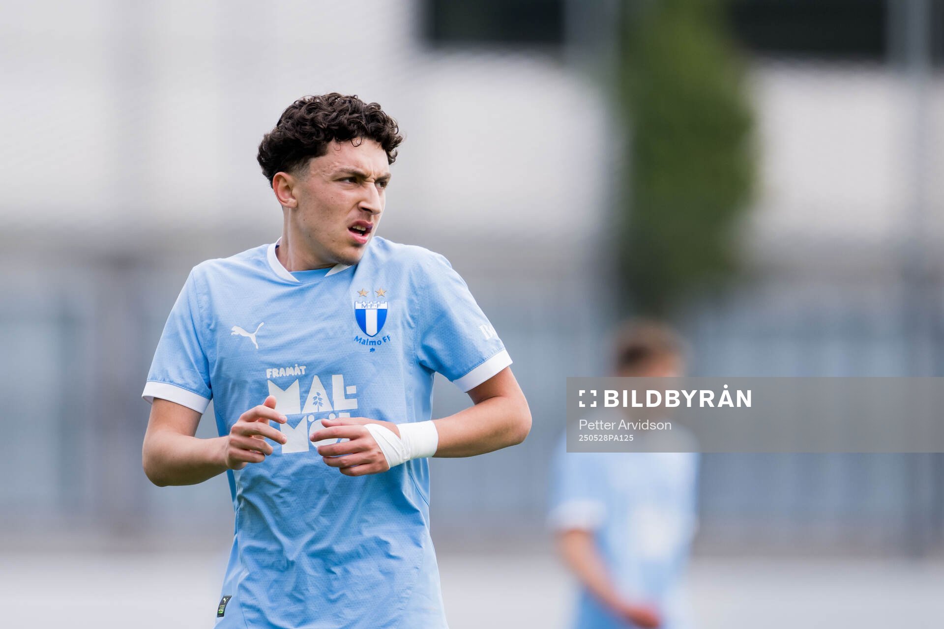 Malmö FFs Antonio Palac under finalen i P19 Ligacupen mellan Malmö FF och Hammarby den 28 maj 2025 i Malmö. 