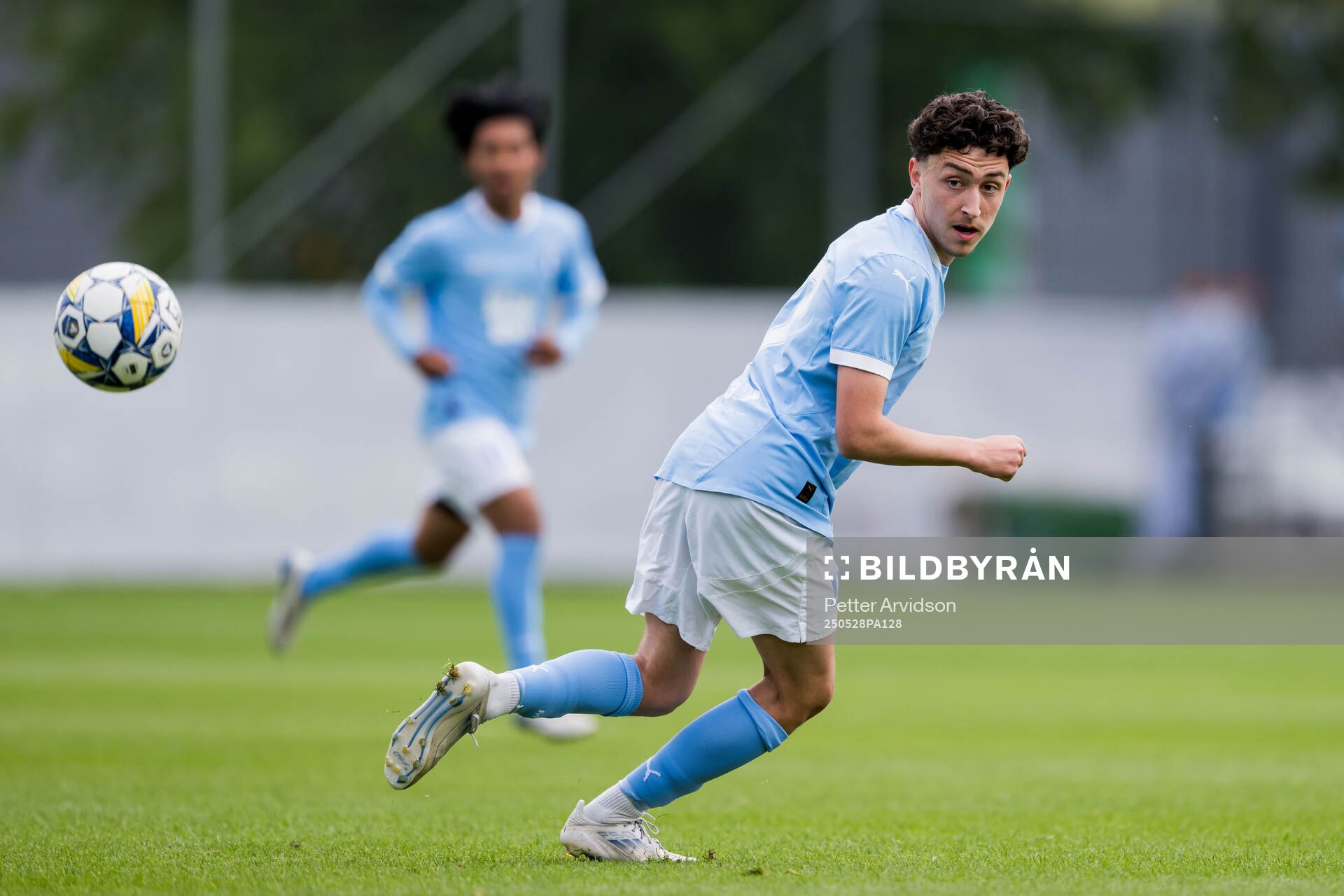 Malmö FFs Antonio Palac under finalen i P19 Ligacupen mellan Malmö FF och Hammarby den 28 maj 2025 i Malmö. 