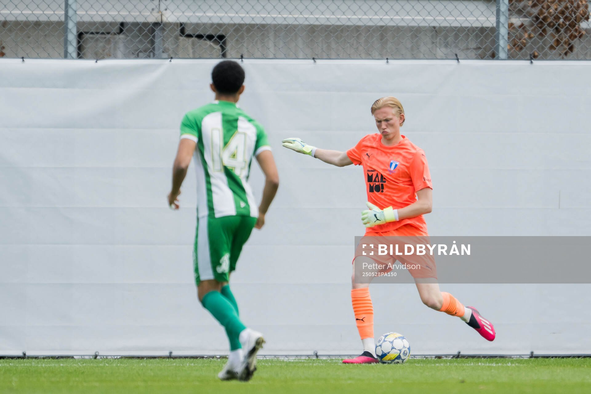 Malmö FFs målvakt Theodor Kvist under finalen i P19 Ligacupen mellan Malmö FF och Hammarby den 28 maj 2025 i Malmö. 