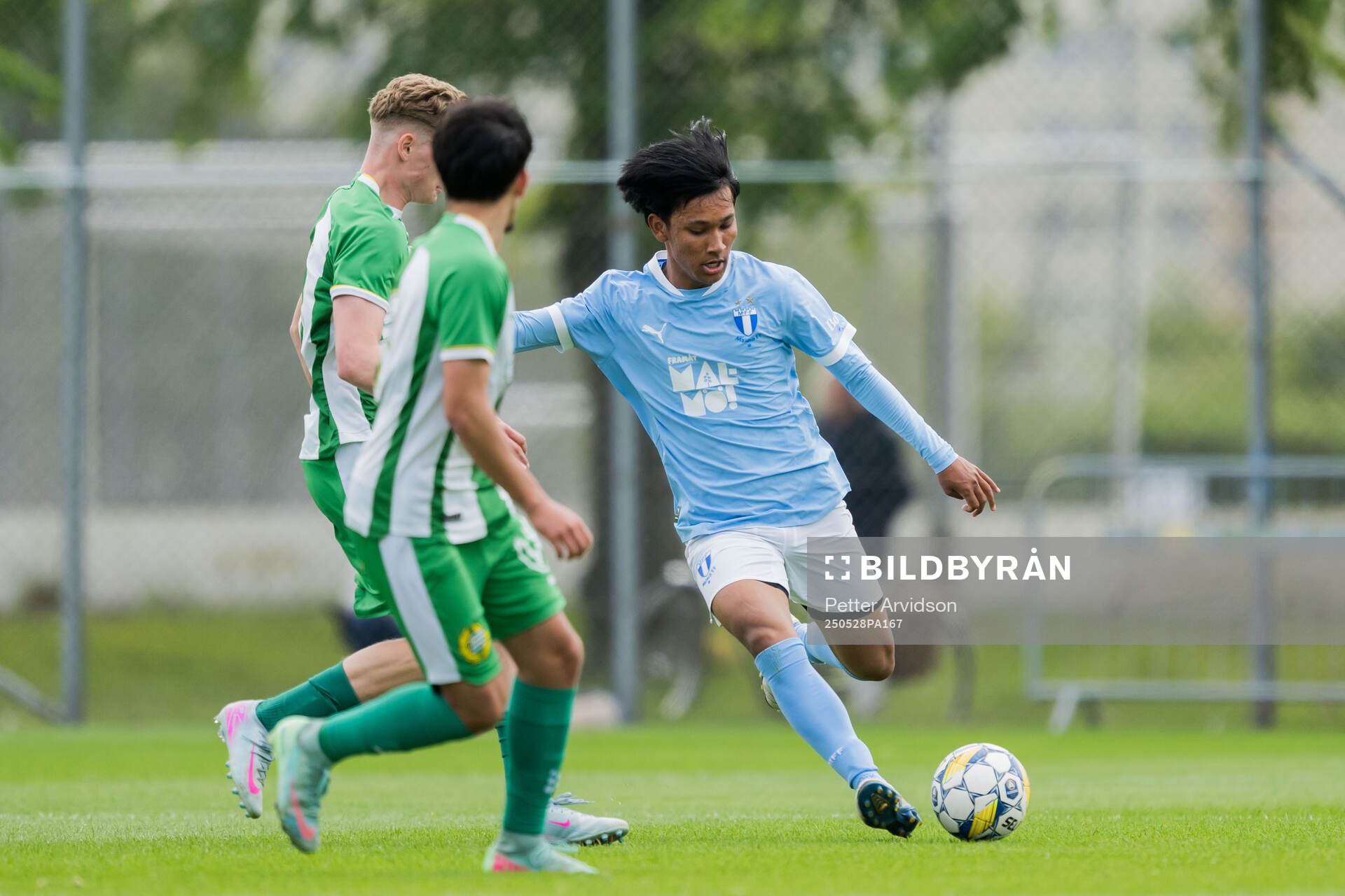 Malmö FFs Sashwat Rana under finalen i P19 Ligacupen mellan Malmö FF och Hammarby den 28 maj 2025 i Malmö. 