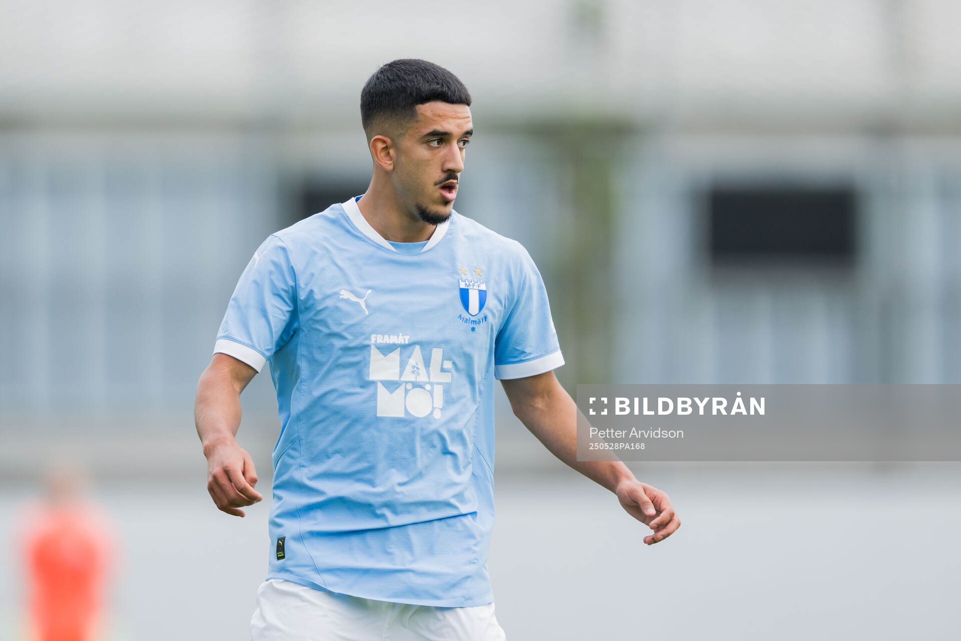 Malmö FFs Zakaria Loukili under finalen i P19 Ligacupen mellan Malmö FF och Hammarby den 28 maj 2025 i Malmö. 
