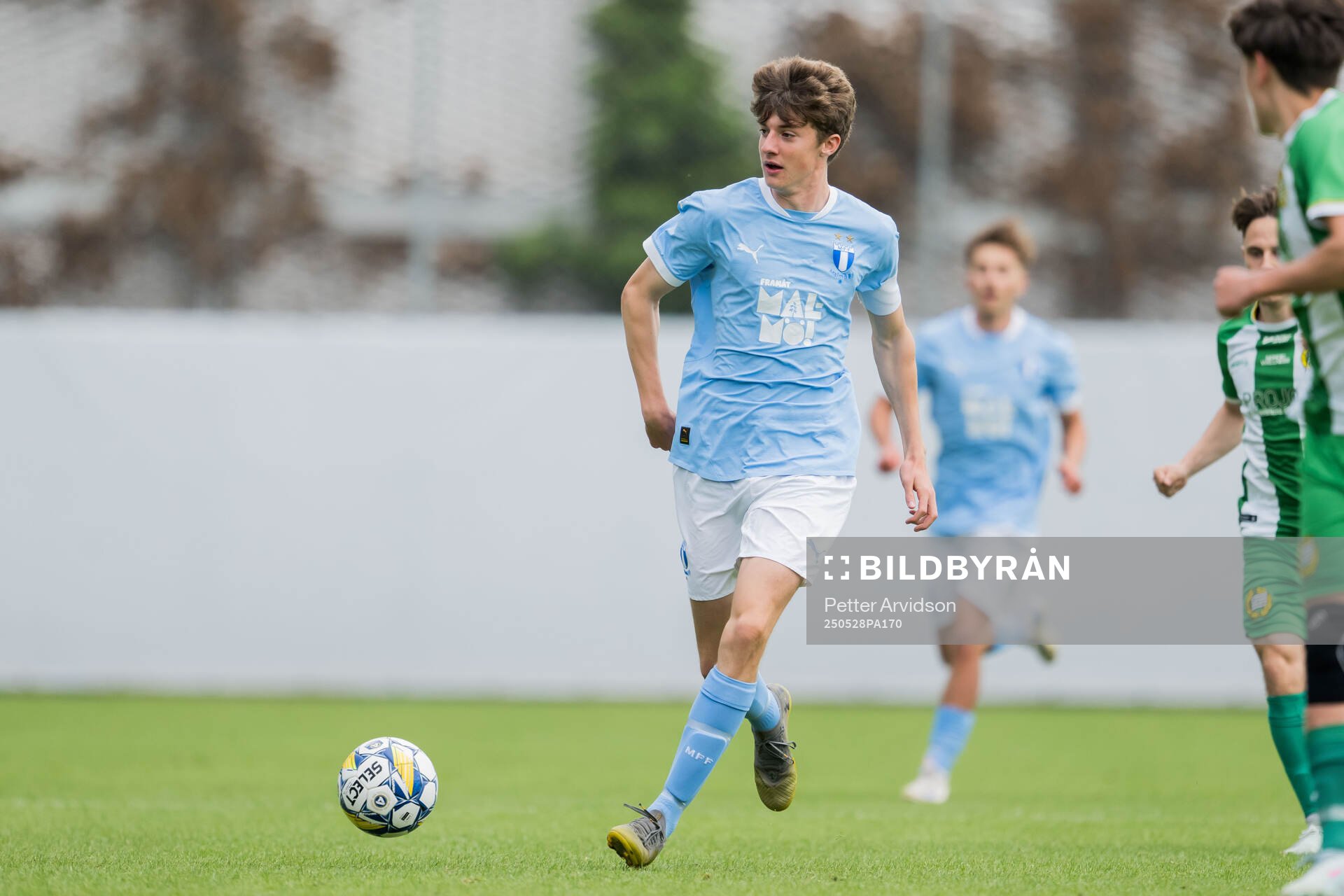 Malmö FFs Finlay Neat under finalen i P19 Ligacupen mellan Malmö FF och Hammarby den 28 maj 2025 i Malmö. 