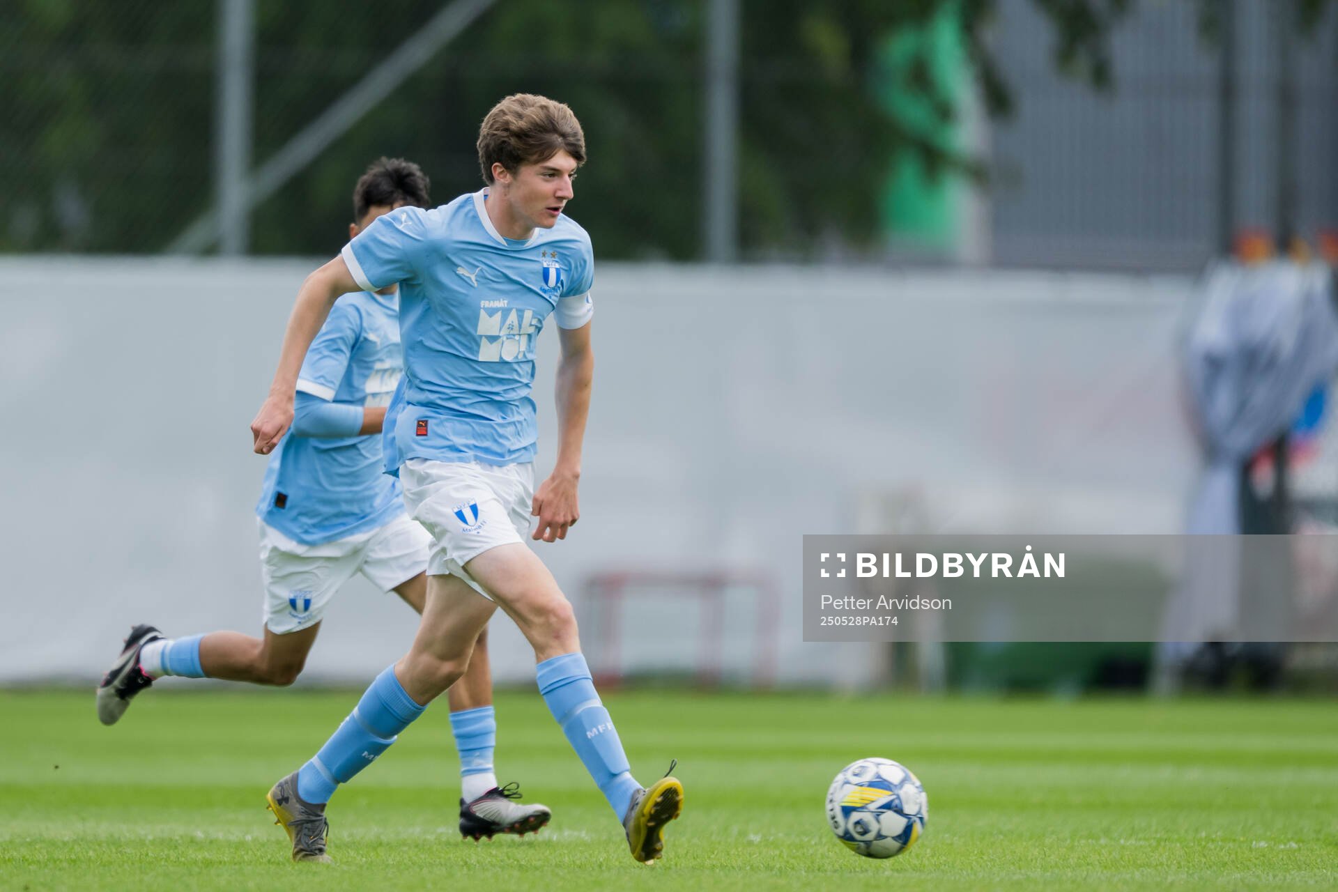 Malmö FFs Finlay Neat under finalen i P19 Ligacupen mellan Malmö FF och Hammarby den 28 maj 2025 i Malmö. 