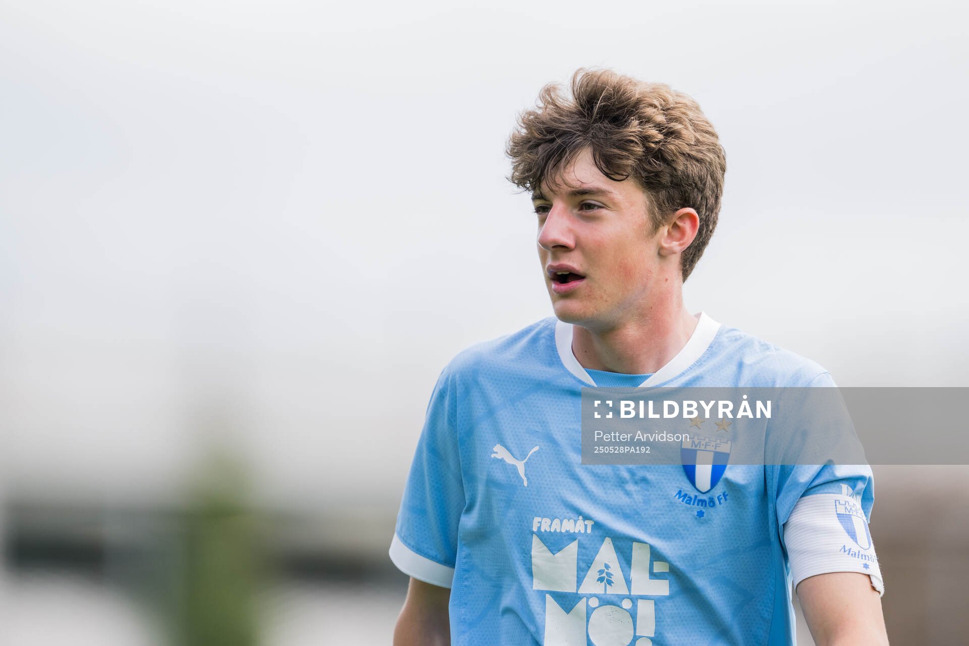 Malmö FFs Finlay Neat under finalen i P19 Ligacupen mellan Malmö FF och Hammarby den 28 maj 2025 i Malmö. 
