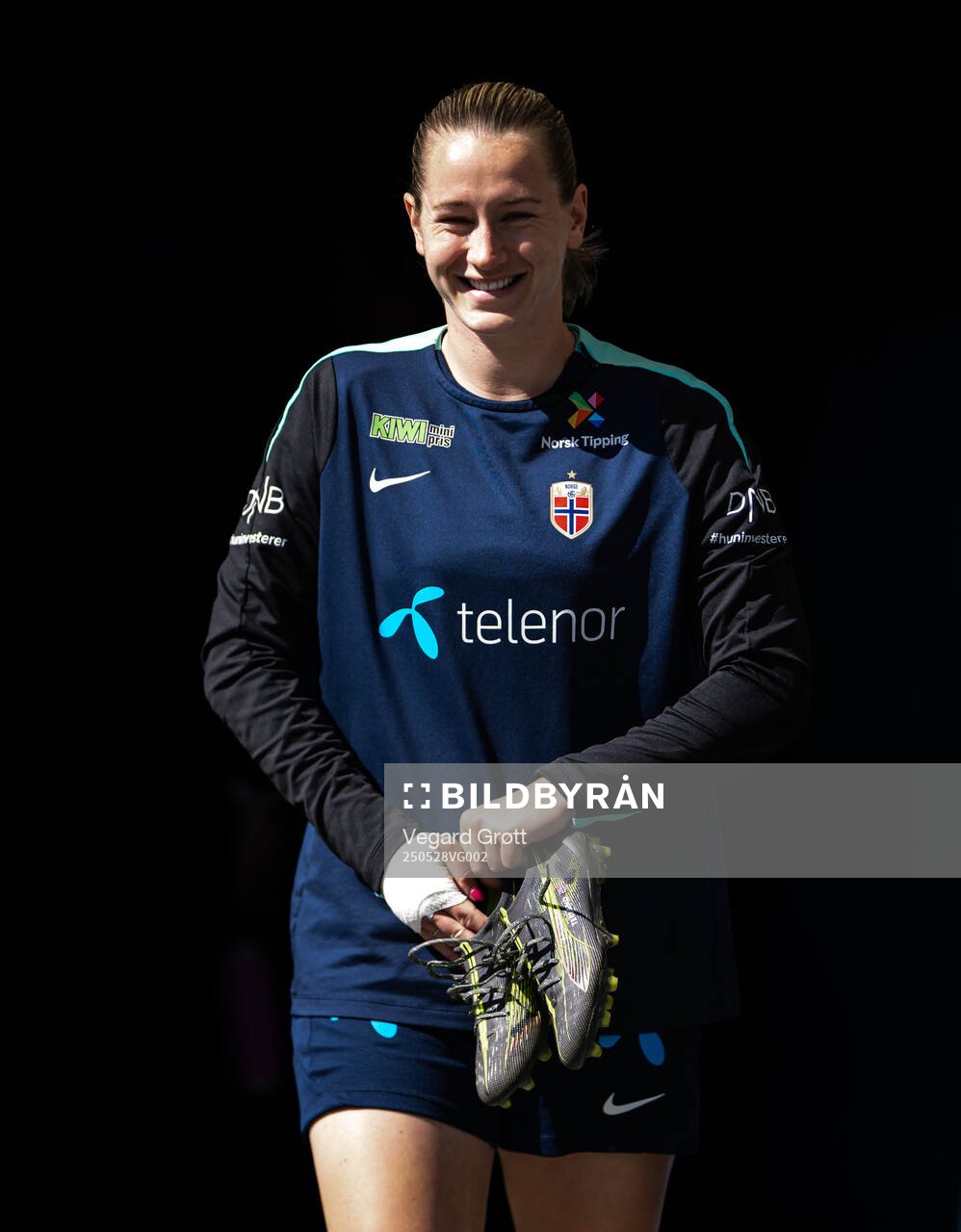 Elisabeth Terland of the Norwegian women's national football team during a training session on May 28, 2025 in Trondheim. 