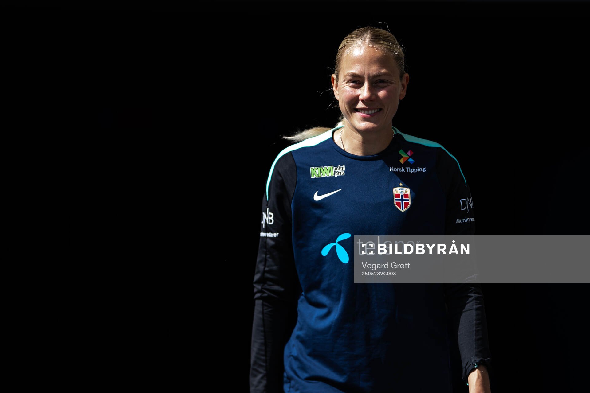 Guro Bergsvand of the Norwegian women's national football team during a training session on May 28, 2025 in Trondheim. 