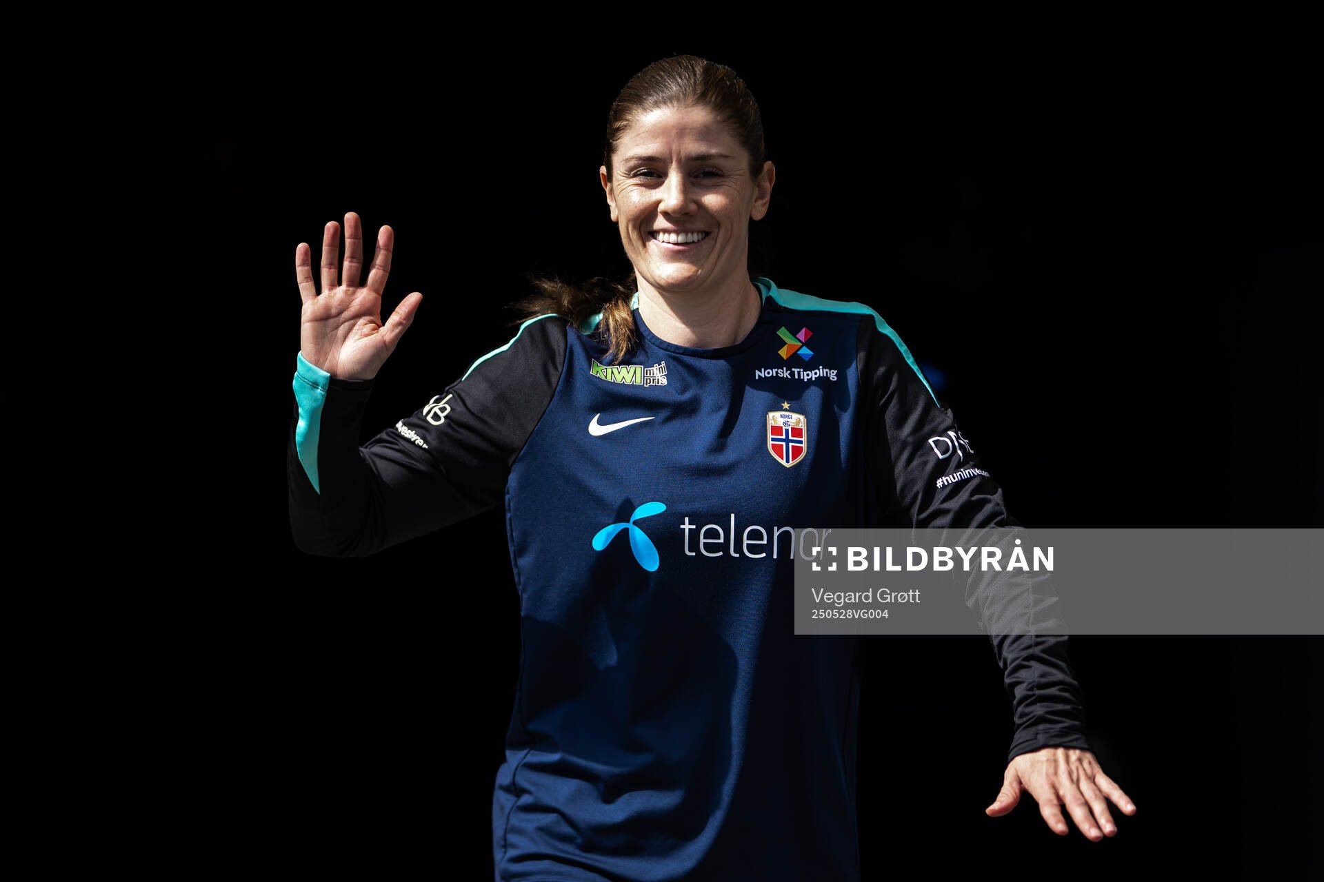 Maren Mjelde of the Norwegian women's national football team during a training session on May 28, 2025 in Trondheim. 