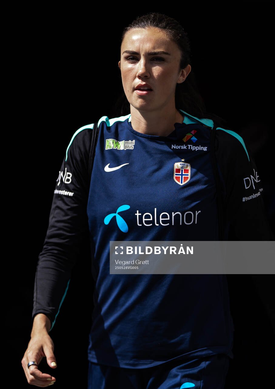 Ingrid Syrstad Engen of the Norwegian women's national football team during a training session on May 28, 2025 in Trondheim. 