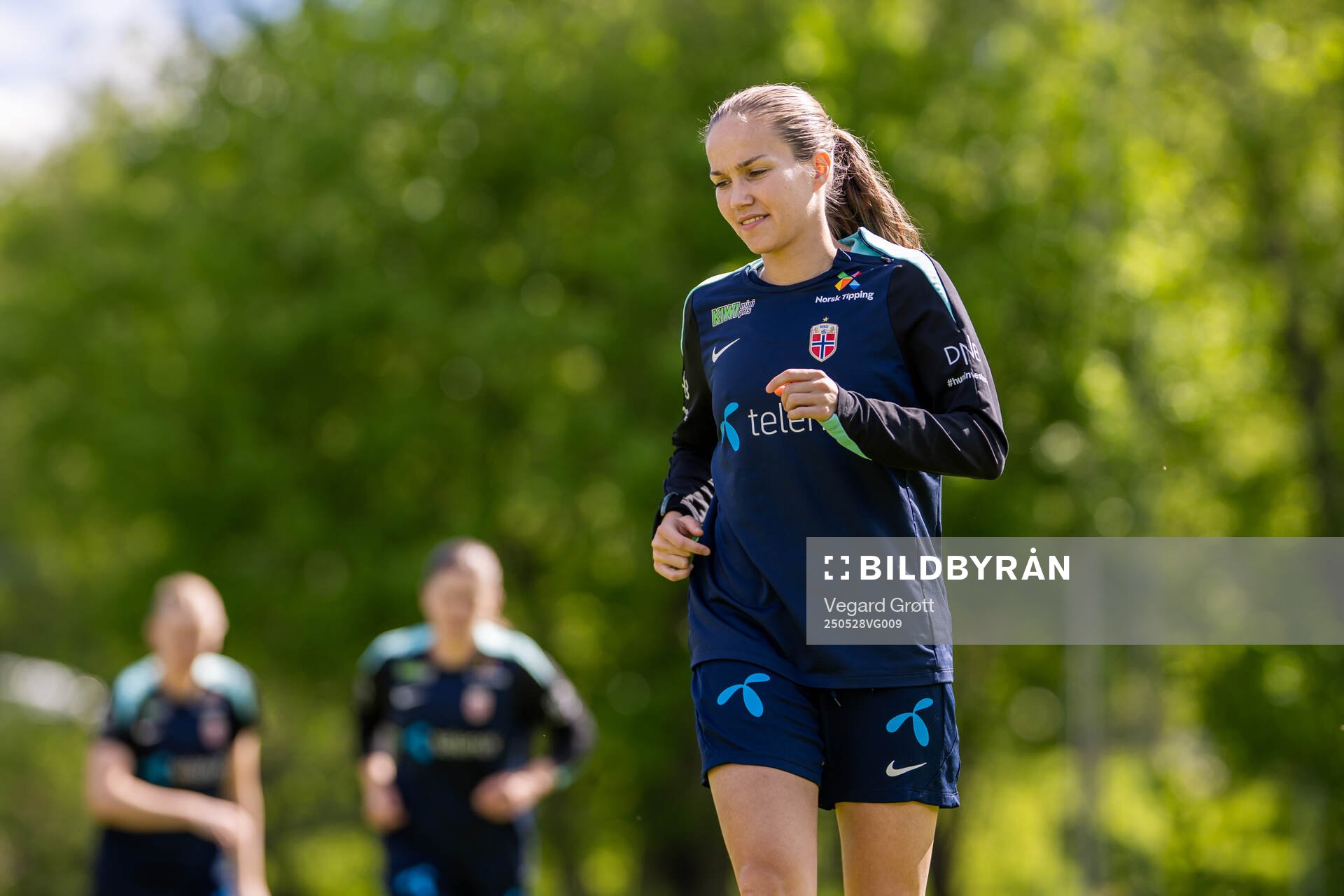 Guro Reiten of the Norwegian women's national football team during a training session on May 28, 2025 in Trondheim. 