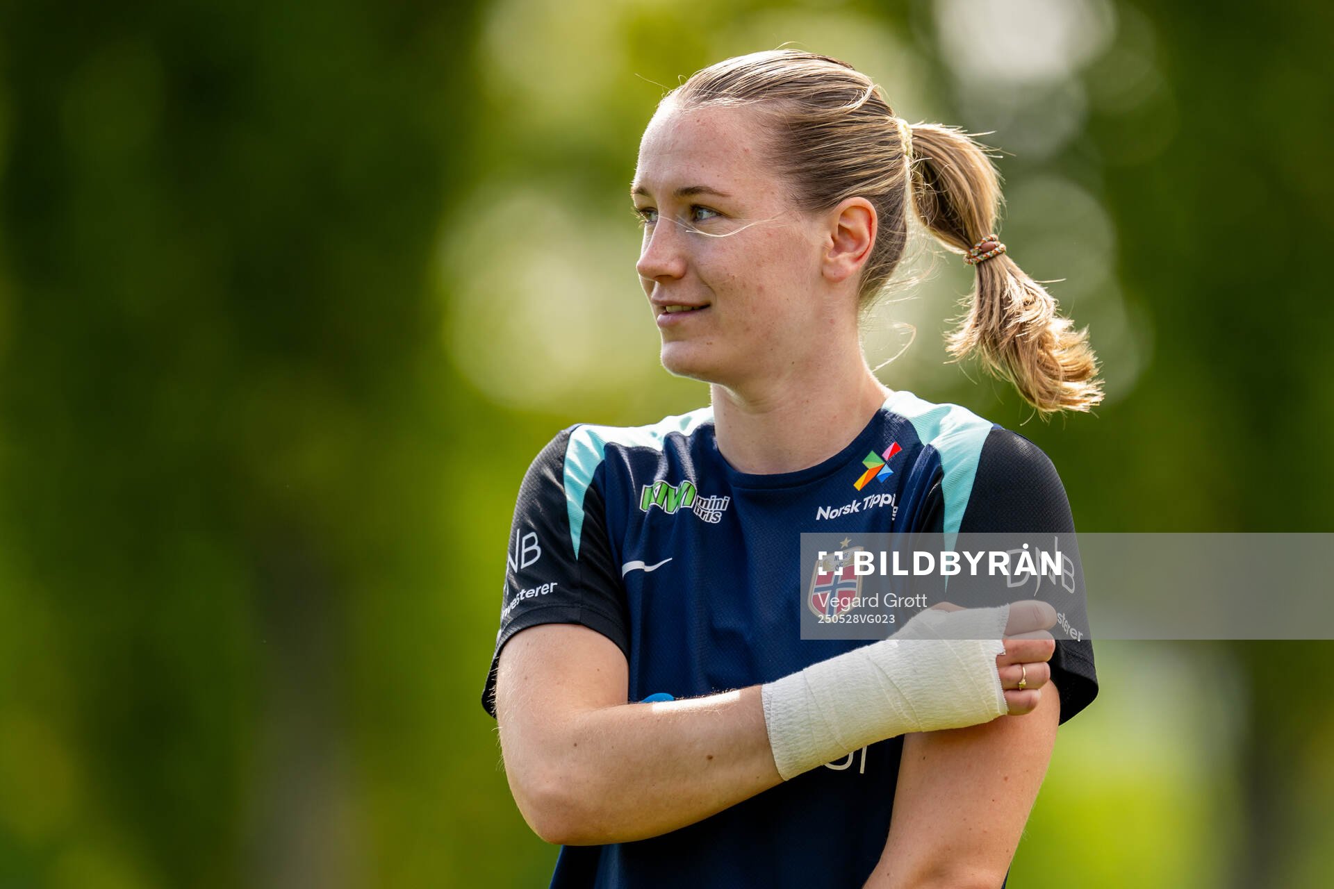 Elisabeth Terland of the Norwegian women's national football team during a training session on May 28, 2025 in Trondheim. 