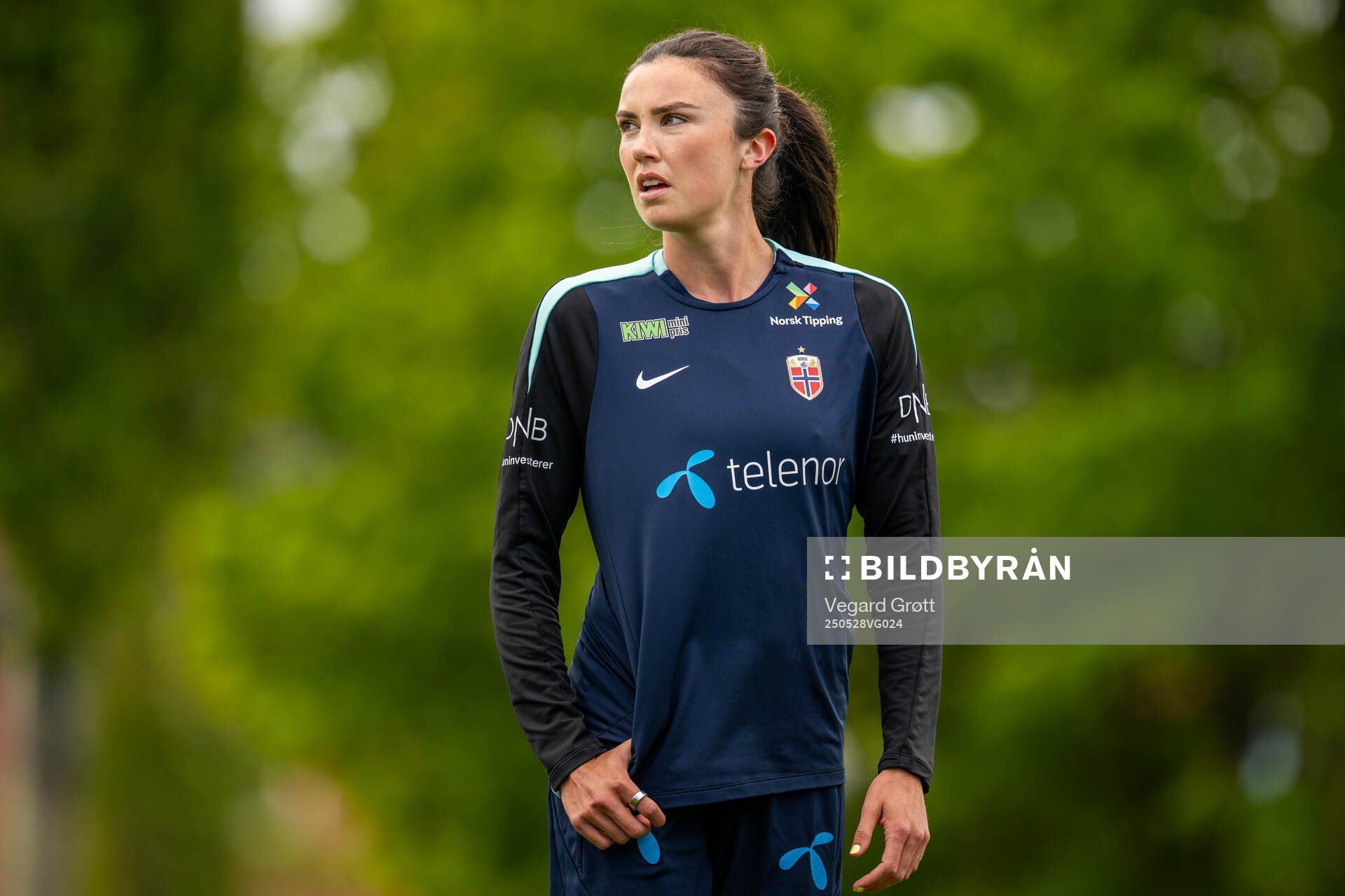 Ingrid Syrstad Engen of the Norwegian women's national football team during a training session on May 28, 2025 in Trondheim. 